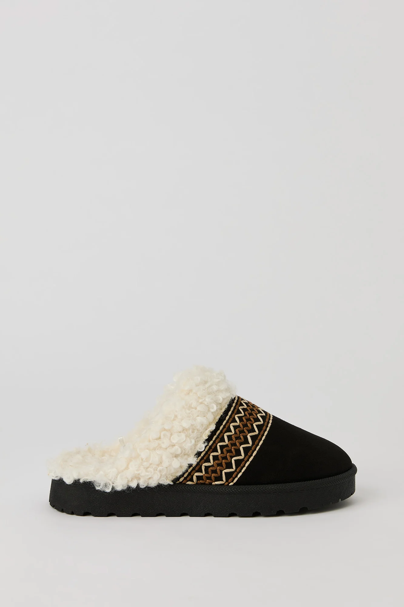 Embroidered Faux Fur Collared Slipper Booties - Image 5