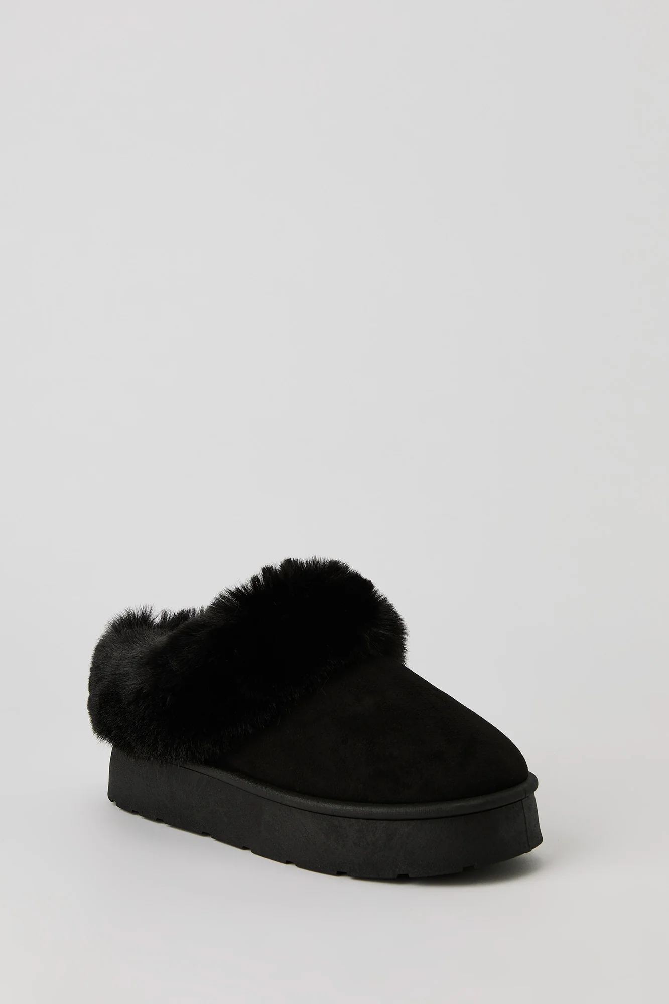 Faux Fur Collared Platform Slipper Booties - Image 6