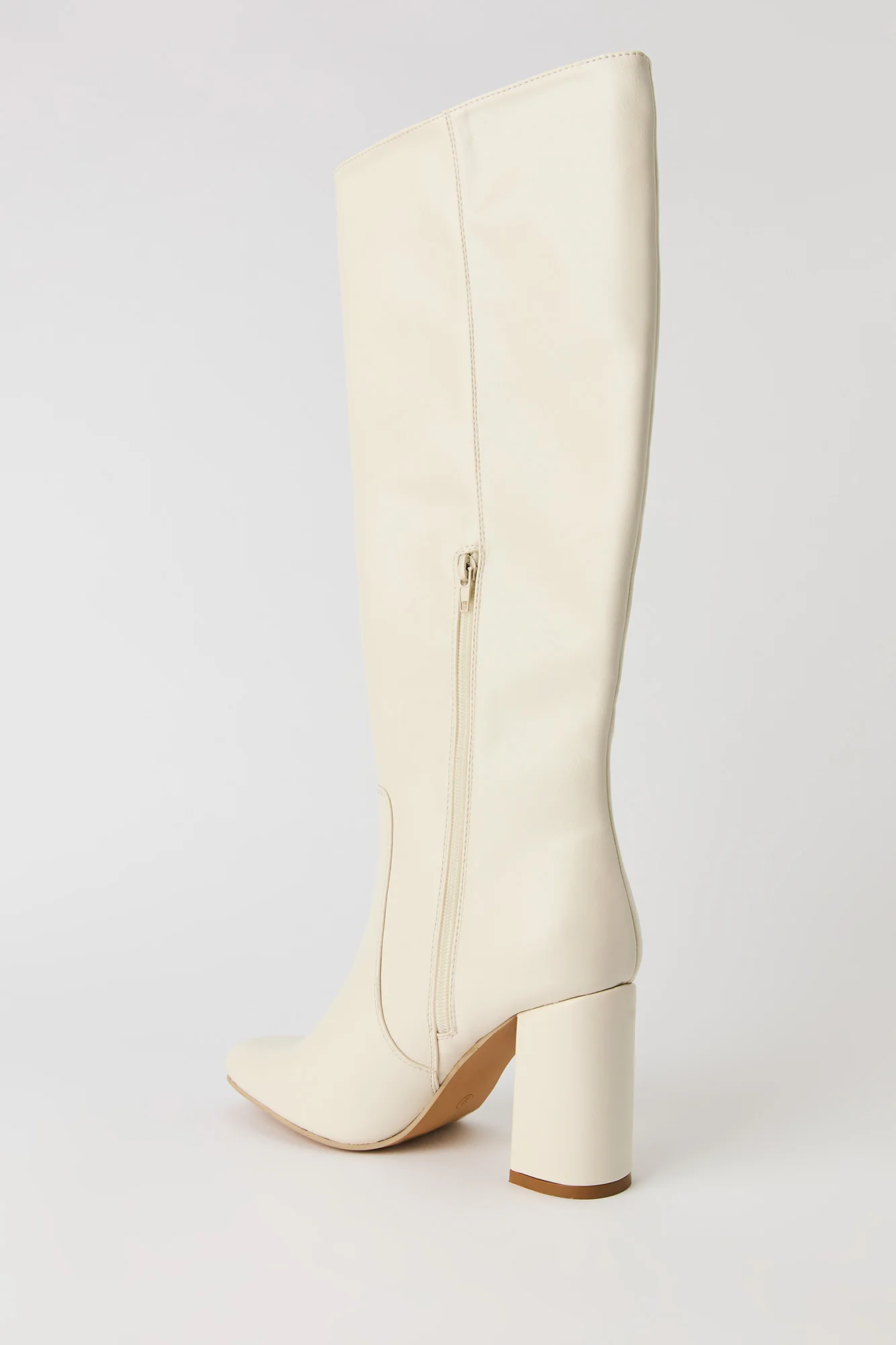 Faux Leather Knee High Heeled Boot - Image 3