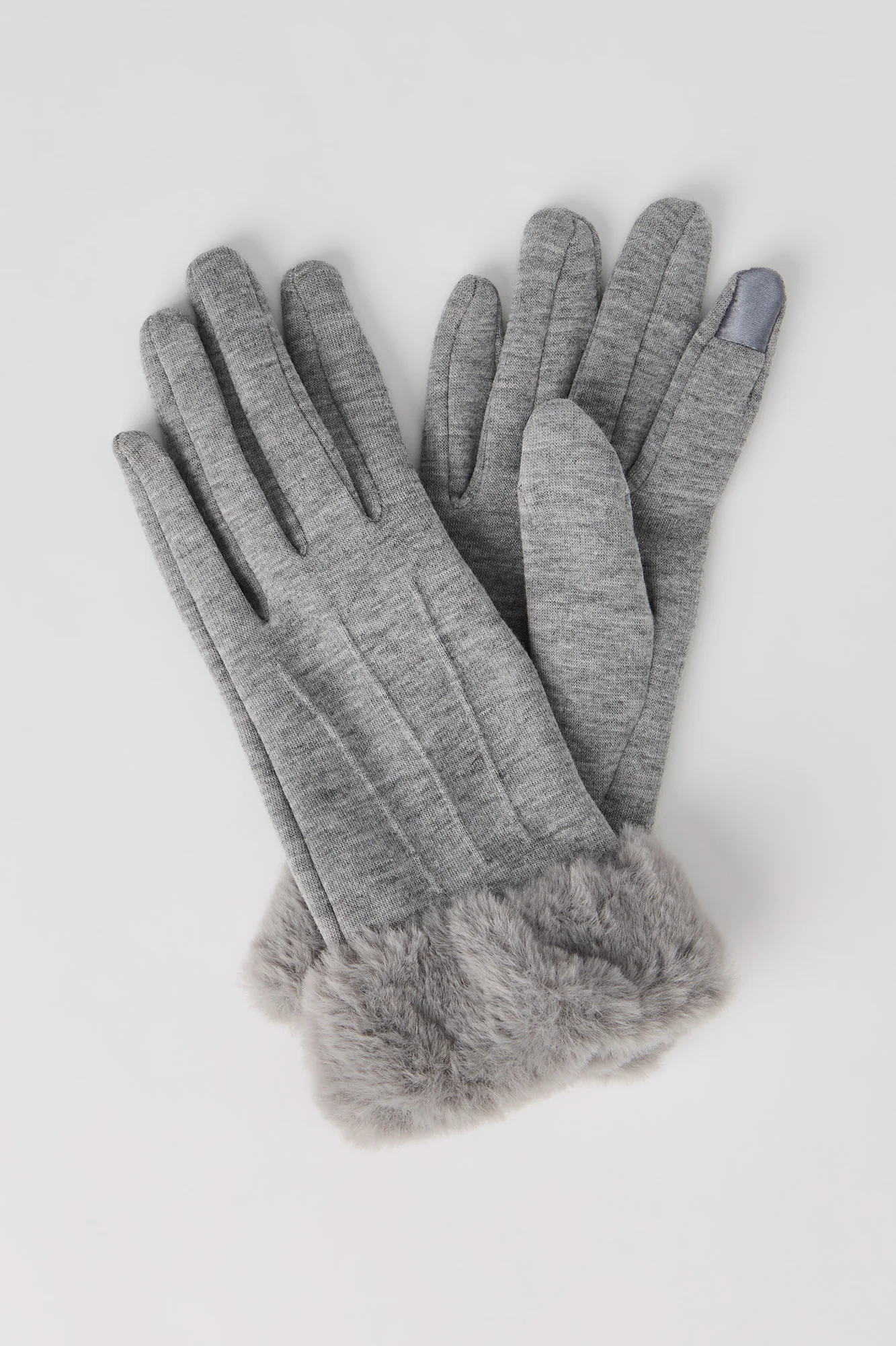 Faux Fur Trim Touch Screen Gloves - Image 3