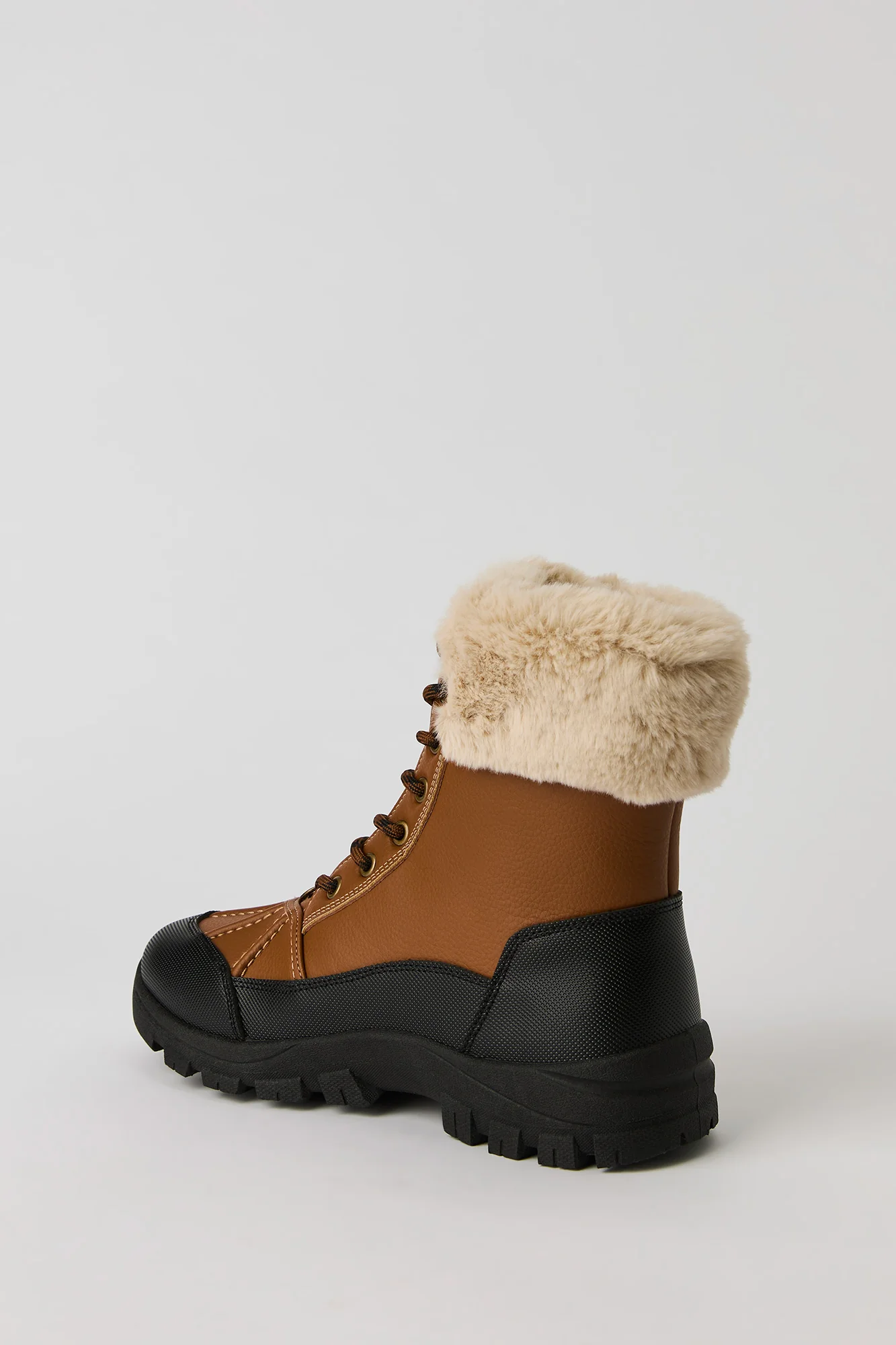 Faux Fur Collared Lace Up Boot - Image 3