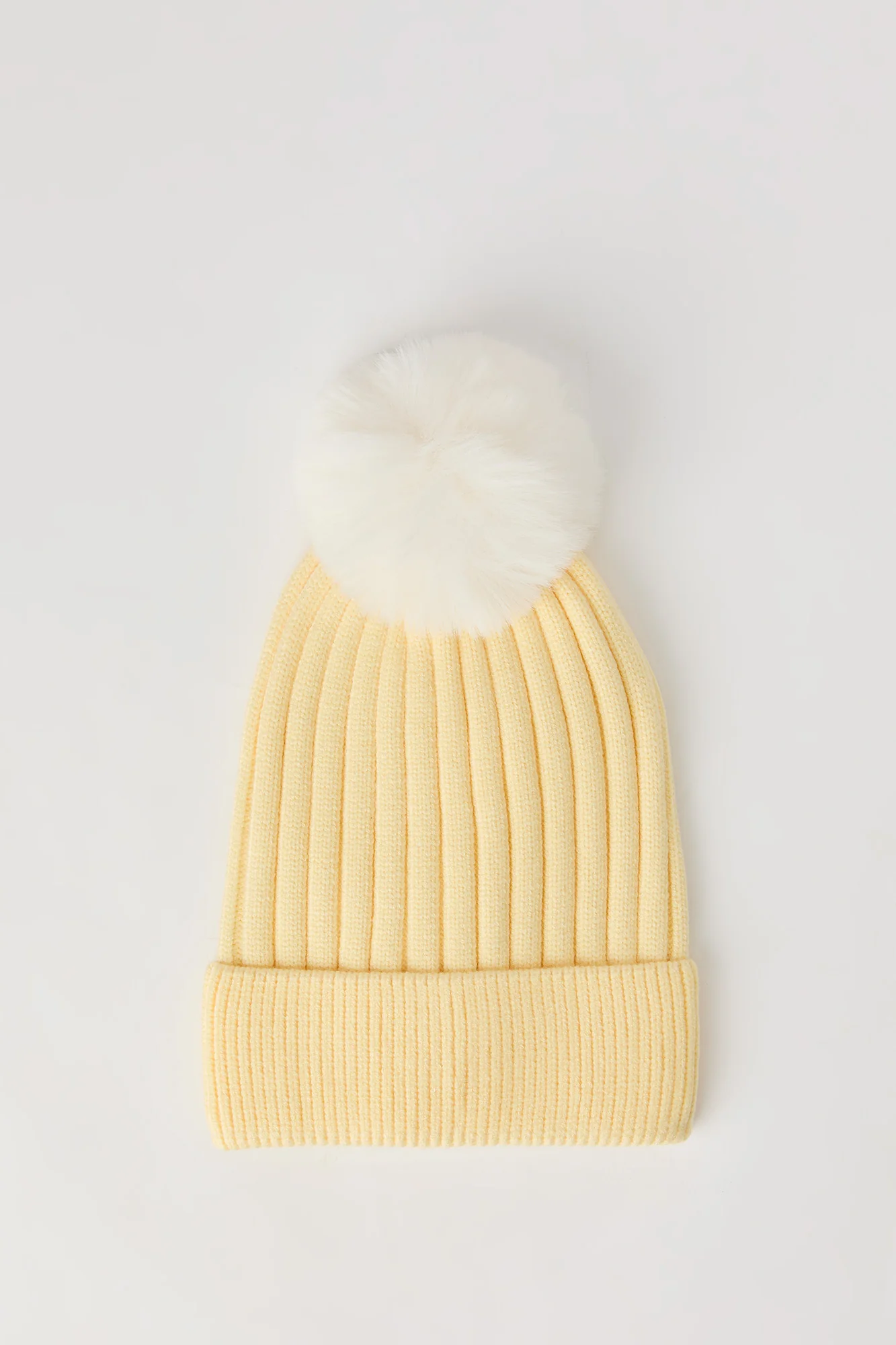 Ribbed Knit Beanie with Pom-Pom
