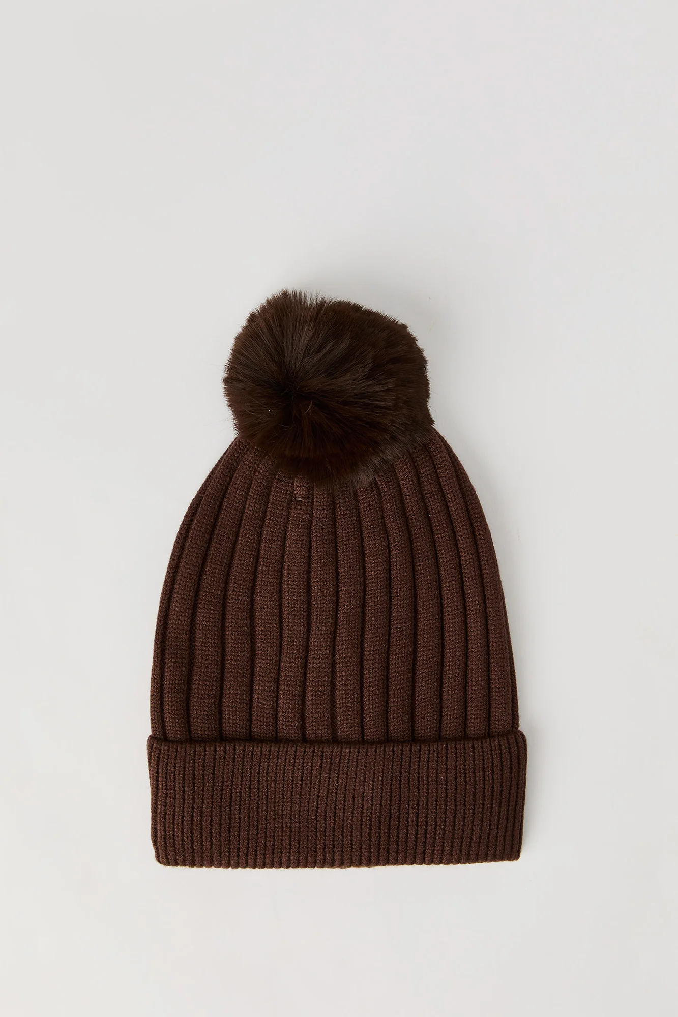 Ribbed Knit Beanie with Pom-Pom - Image 2