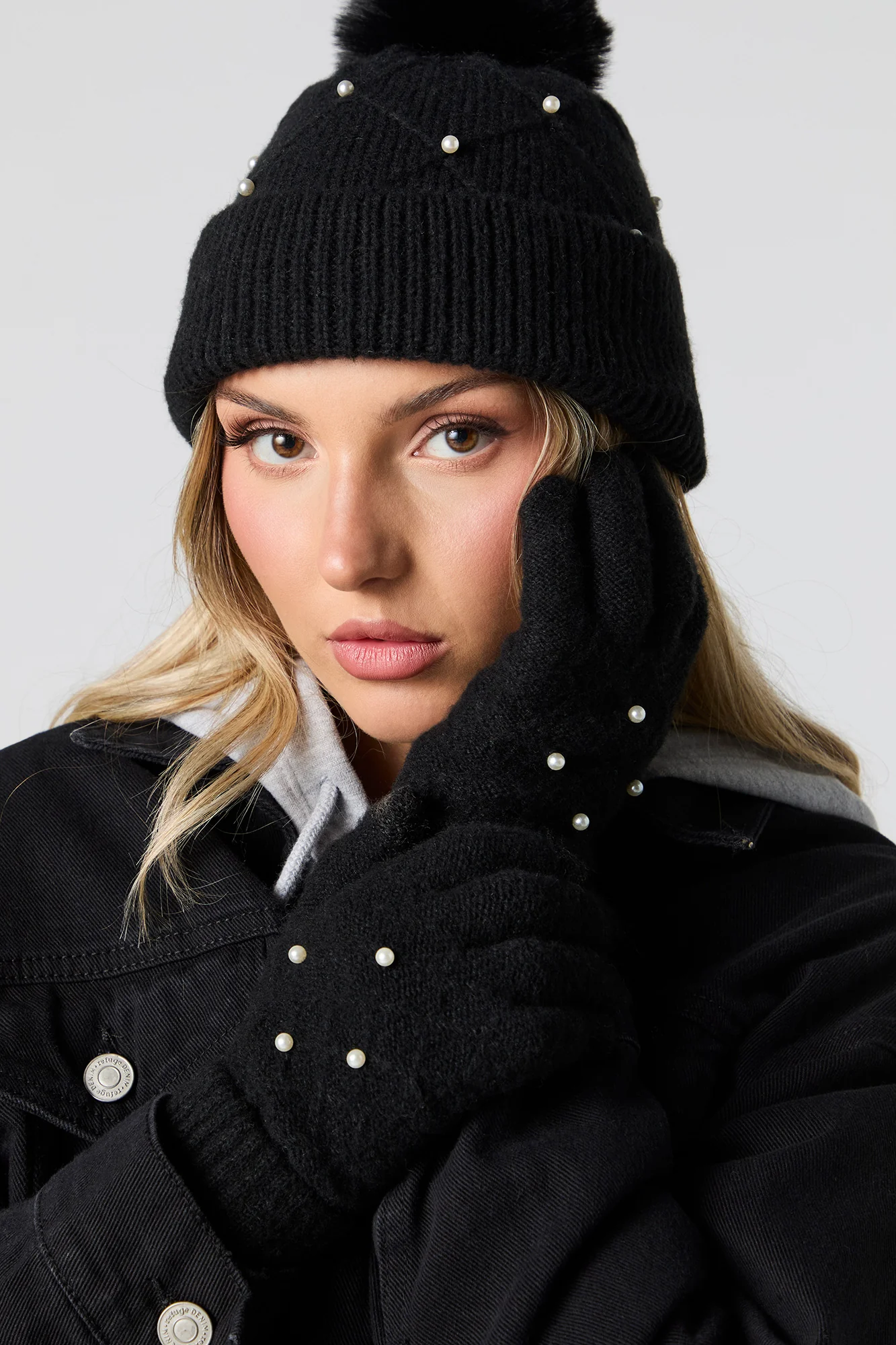Faux Pearl Hat & Glove Set (3 Pcs) - Image 9
