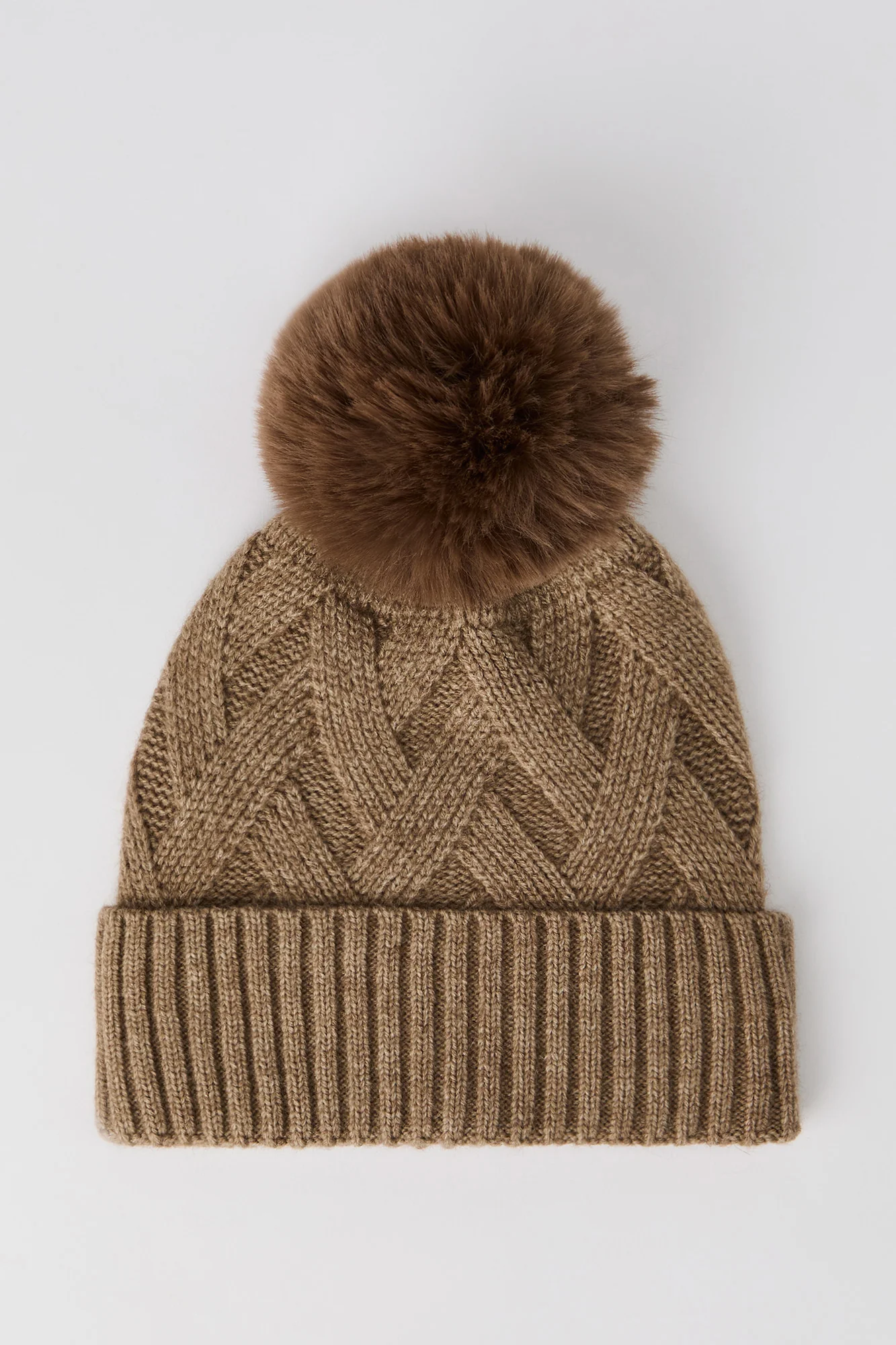 Diamond Knit Pom Pom Beanie