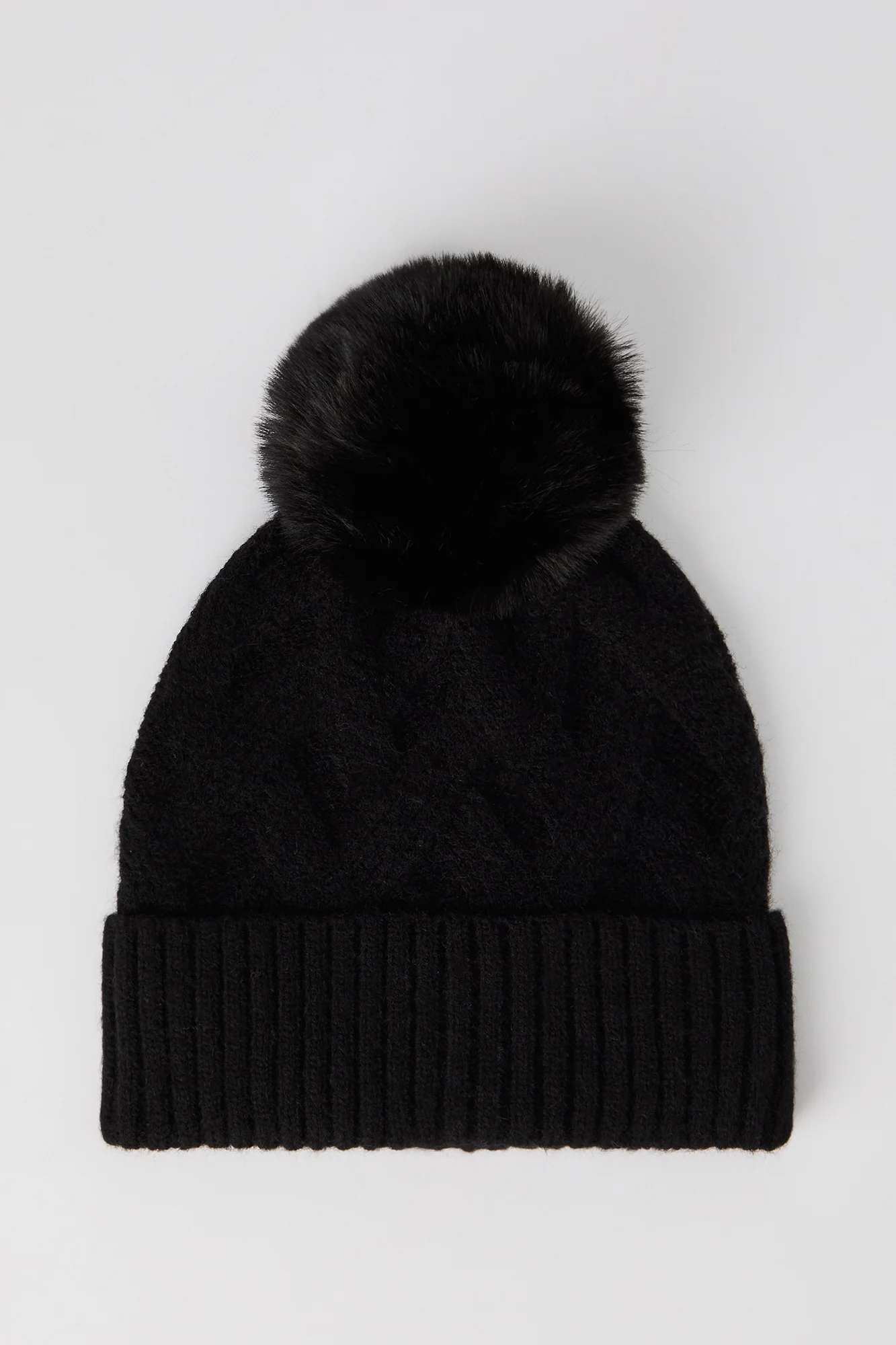 Diamond Knit Pom Pom Beanie - Image 2