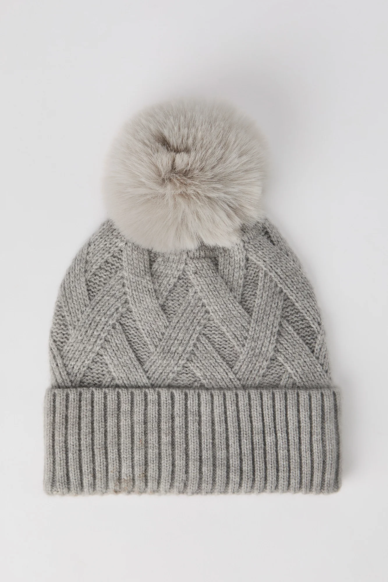Diamond Knit Pom Pom Beanie - Image 3