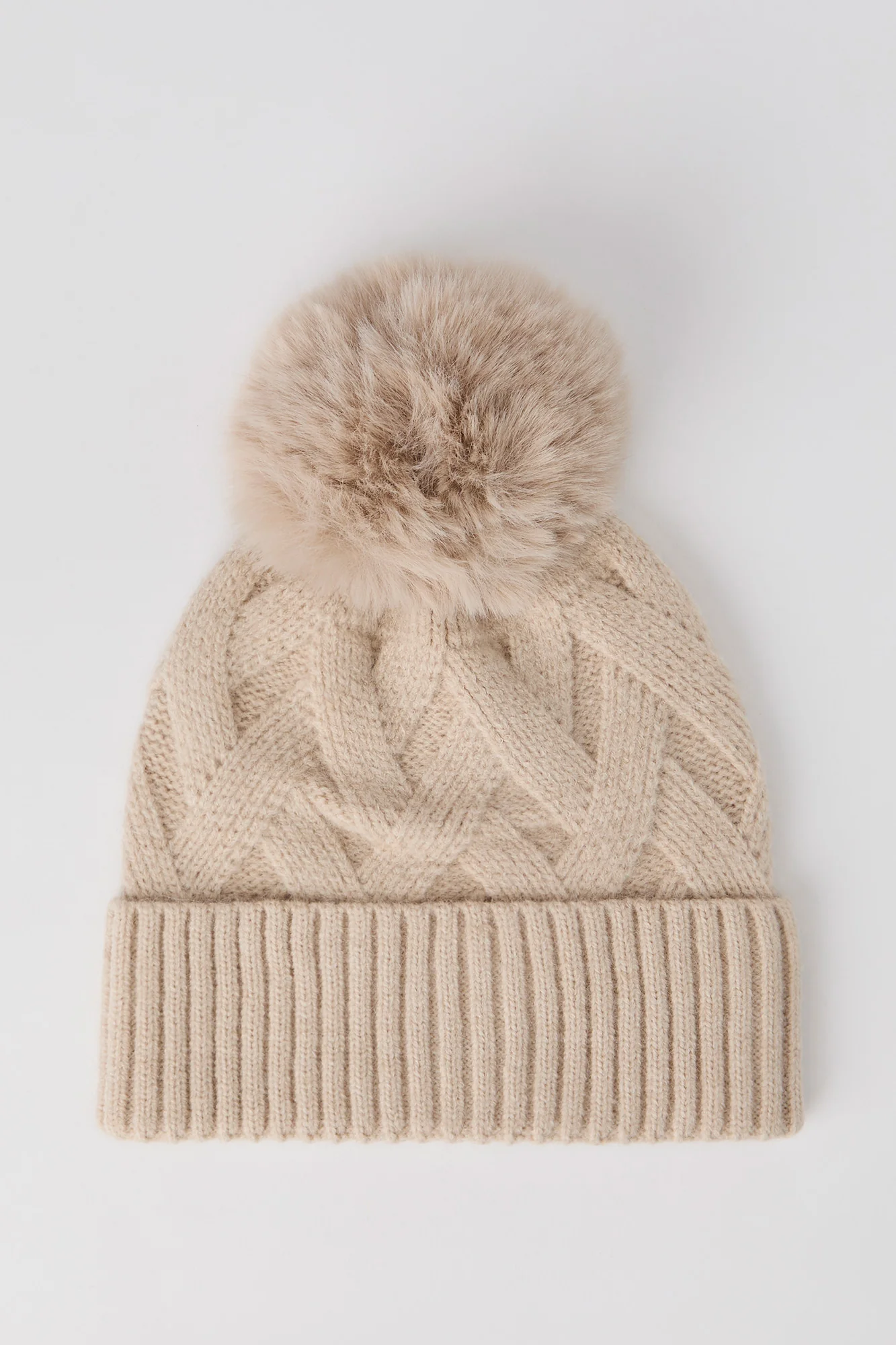 Diamond Knit Pom Pom Beanie - Image 4
