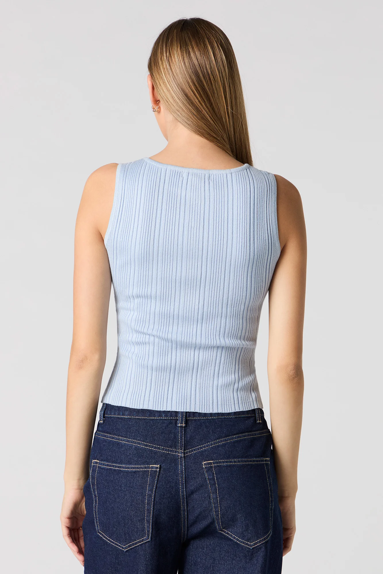 Ribbed Knit Button Front Vest Tank - Image 14