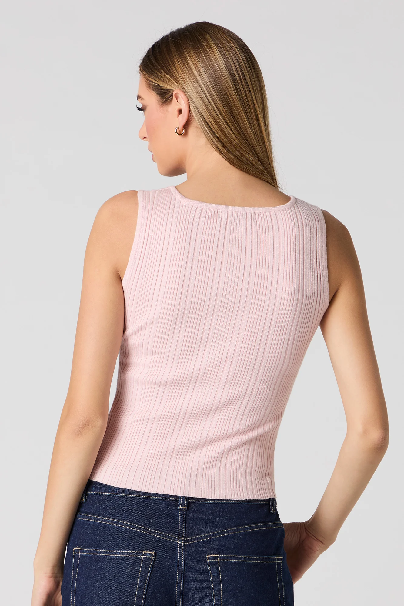 Ribbed Knit Button Front Vest Tank - Image 17