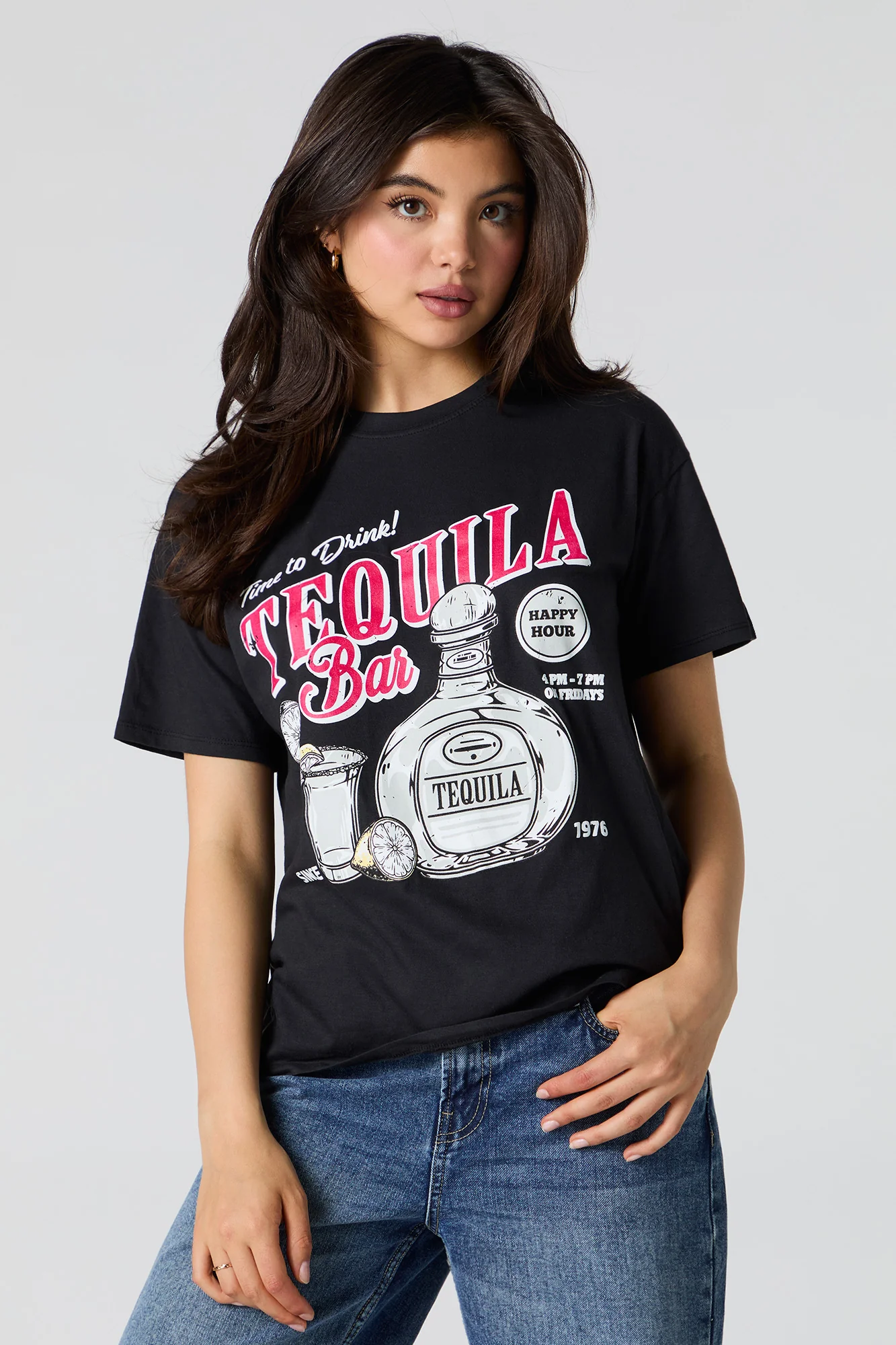 T-shirt coupe garçonne à imprimé Tequila Bar