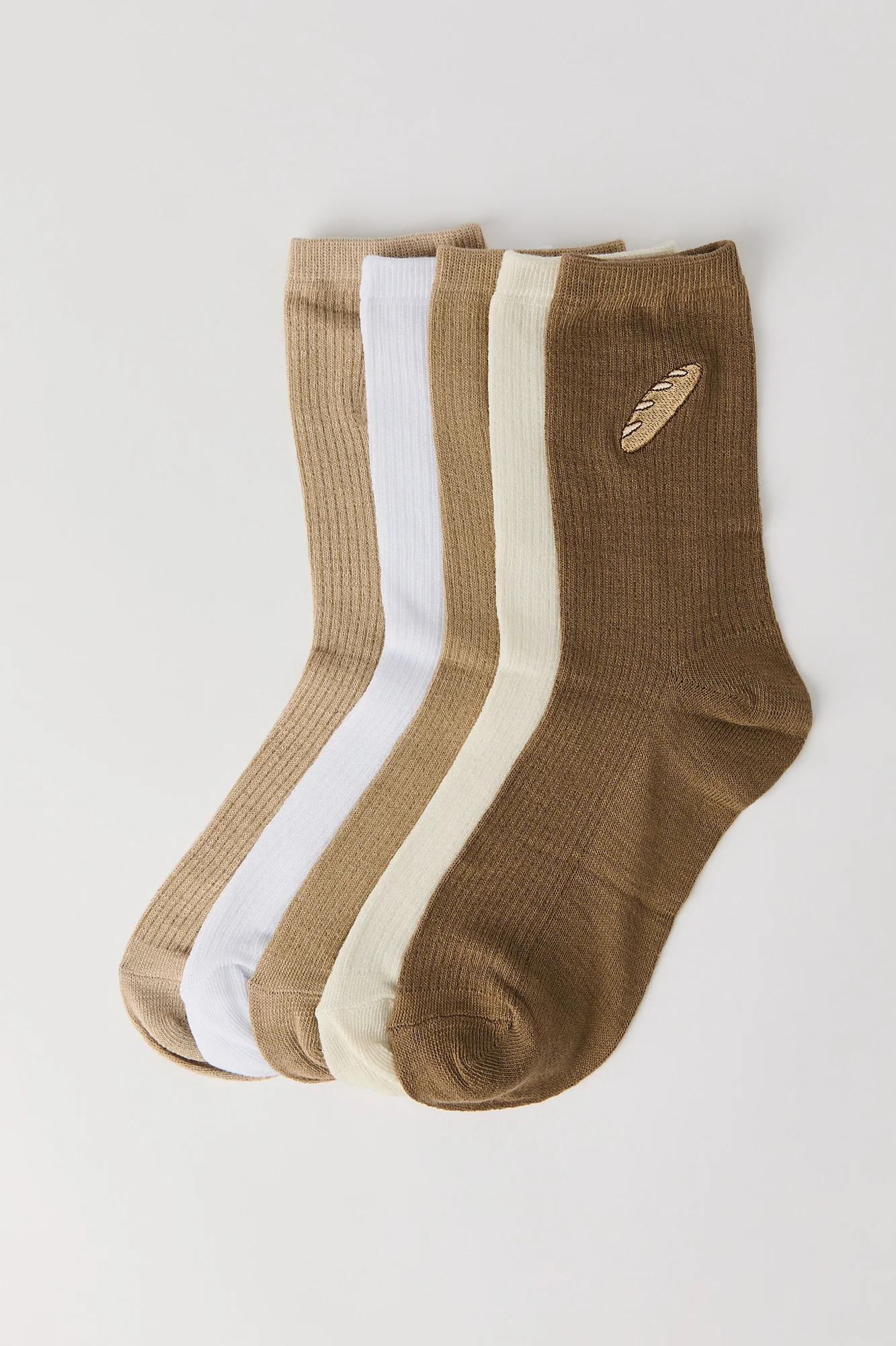 Embroidered Ribbed Crew Socks (5 Pack) - Image 3