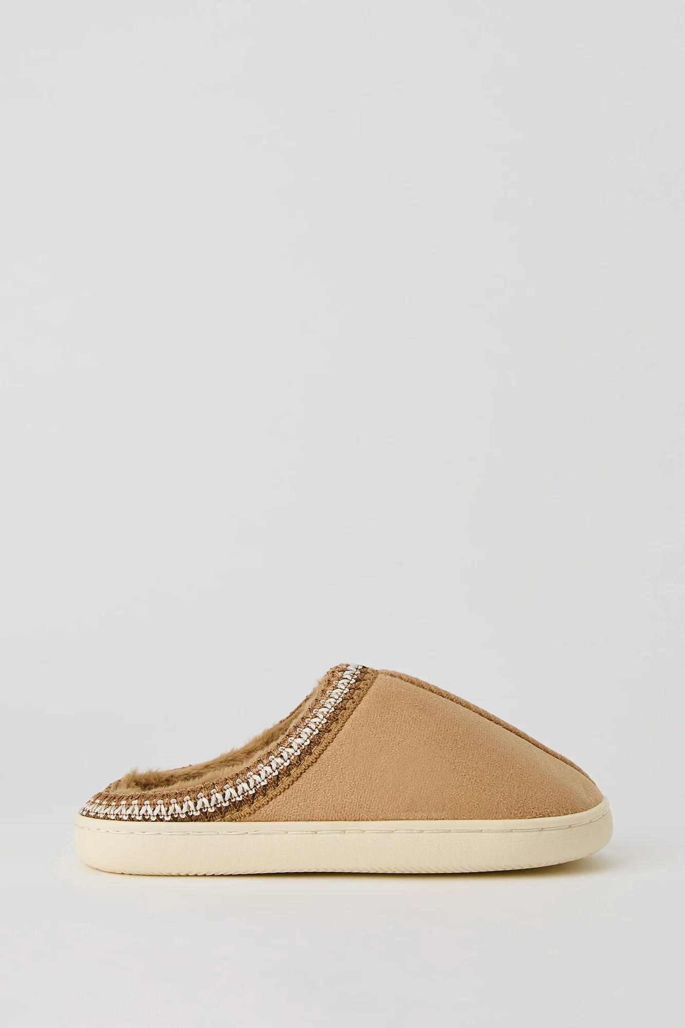 Faux Fur Lined Embroidered Trim Slipper - Image 10