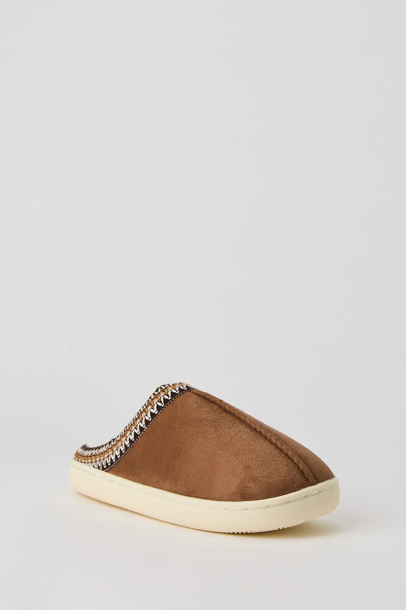 Faux Fur Lined Embroidered Trim Slipper - Image 3