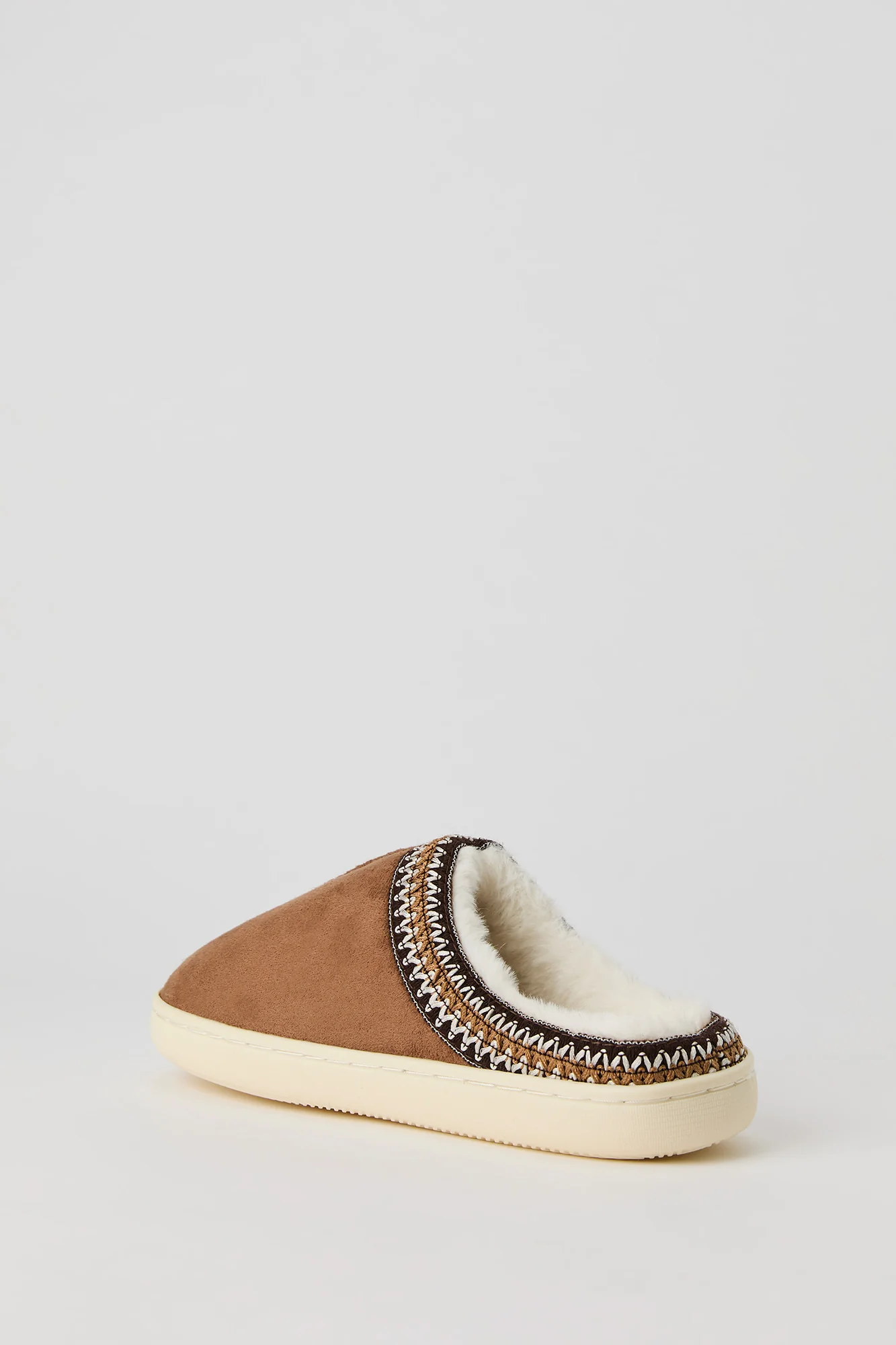 Faux Fur Lined Embroidered Trim Slipper - Image 4
