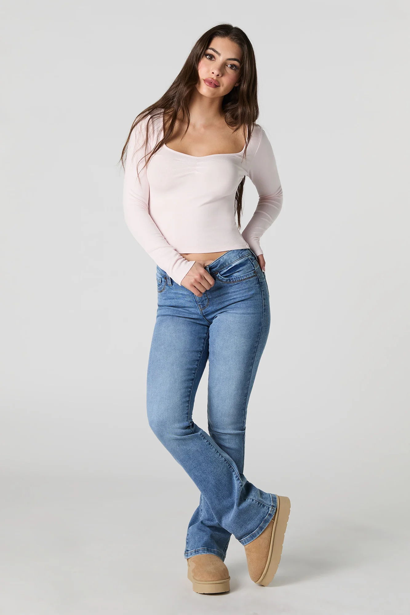 Ribbed Cinched Long Sleeve Top - Image 18