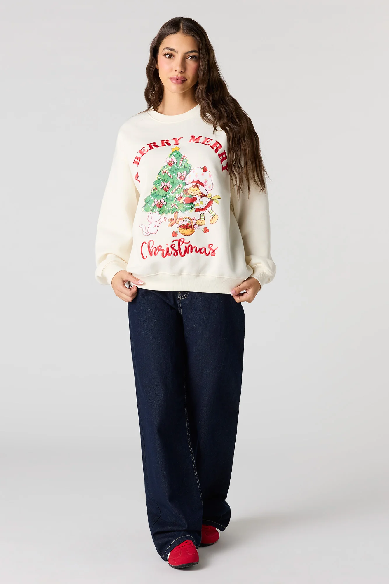 Strawberry Shortcake Christmas Embroidered Fleece Sweatshirt - Image 3