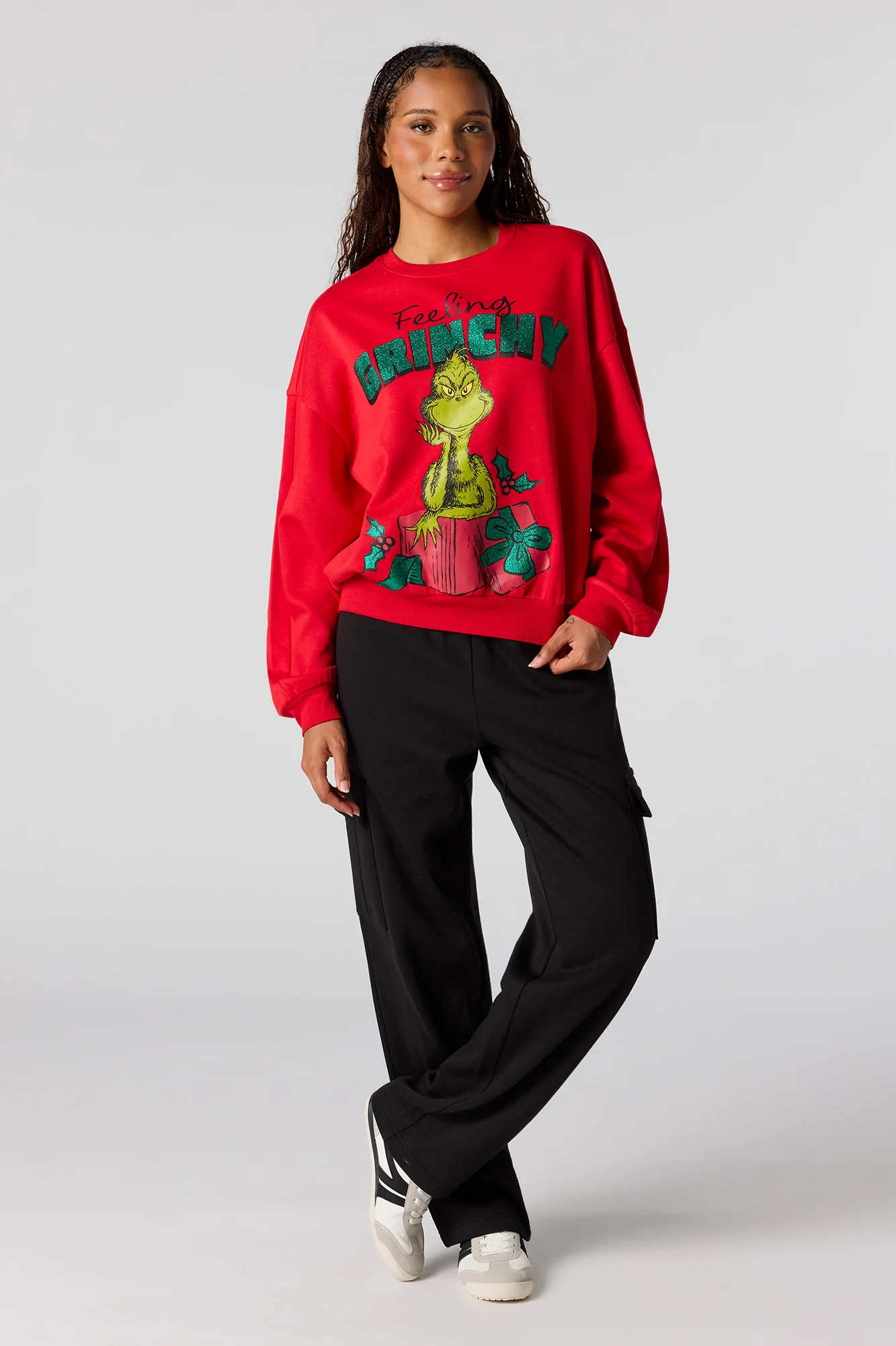 Grinch Christmas Graphic Fleece Sweatshirt - Image 12