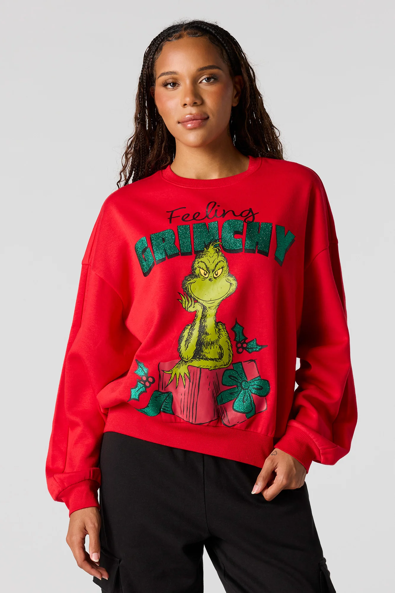 Grinch Christmas Graphic Fleece Sweatshirt - Image 13