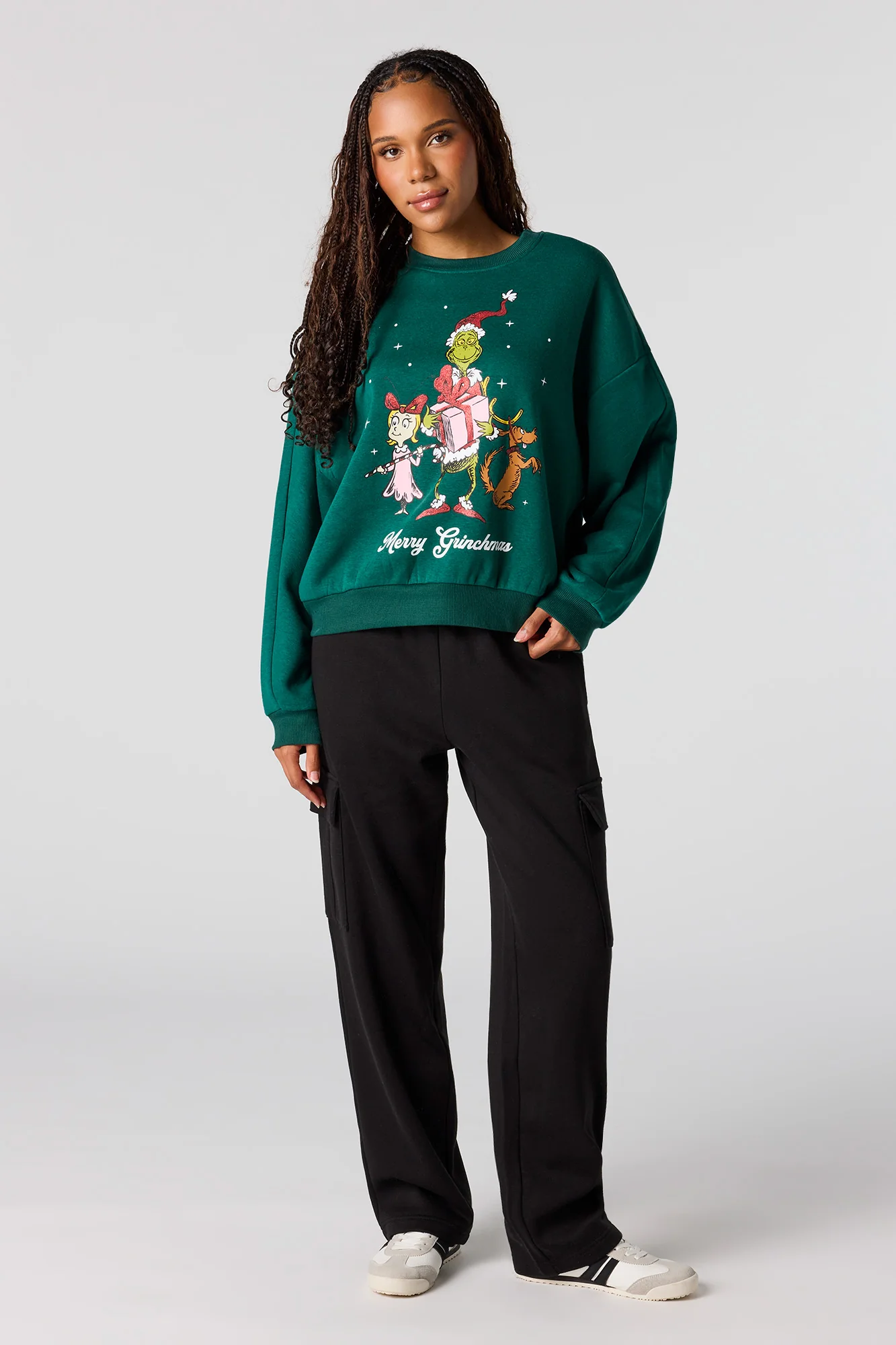 Grinch Christmas Graphic Fleece Sweatshirt - Image 3