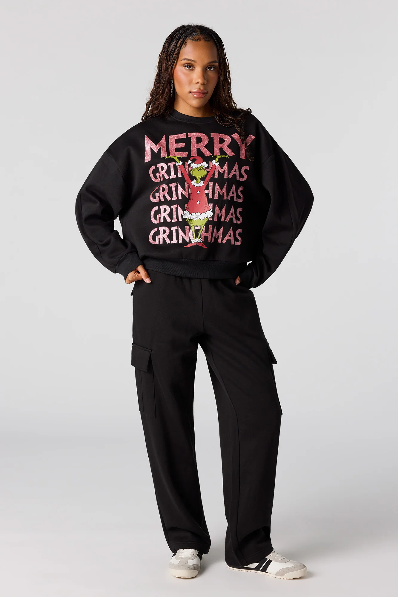 Grinch Christmas Graphic Fleece Sweatshirt - Image 6