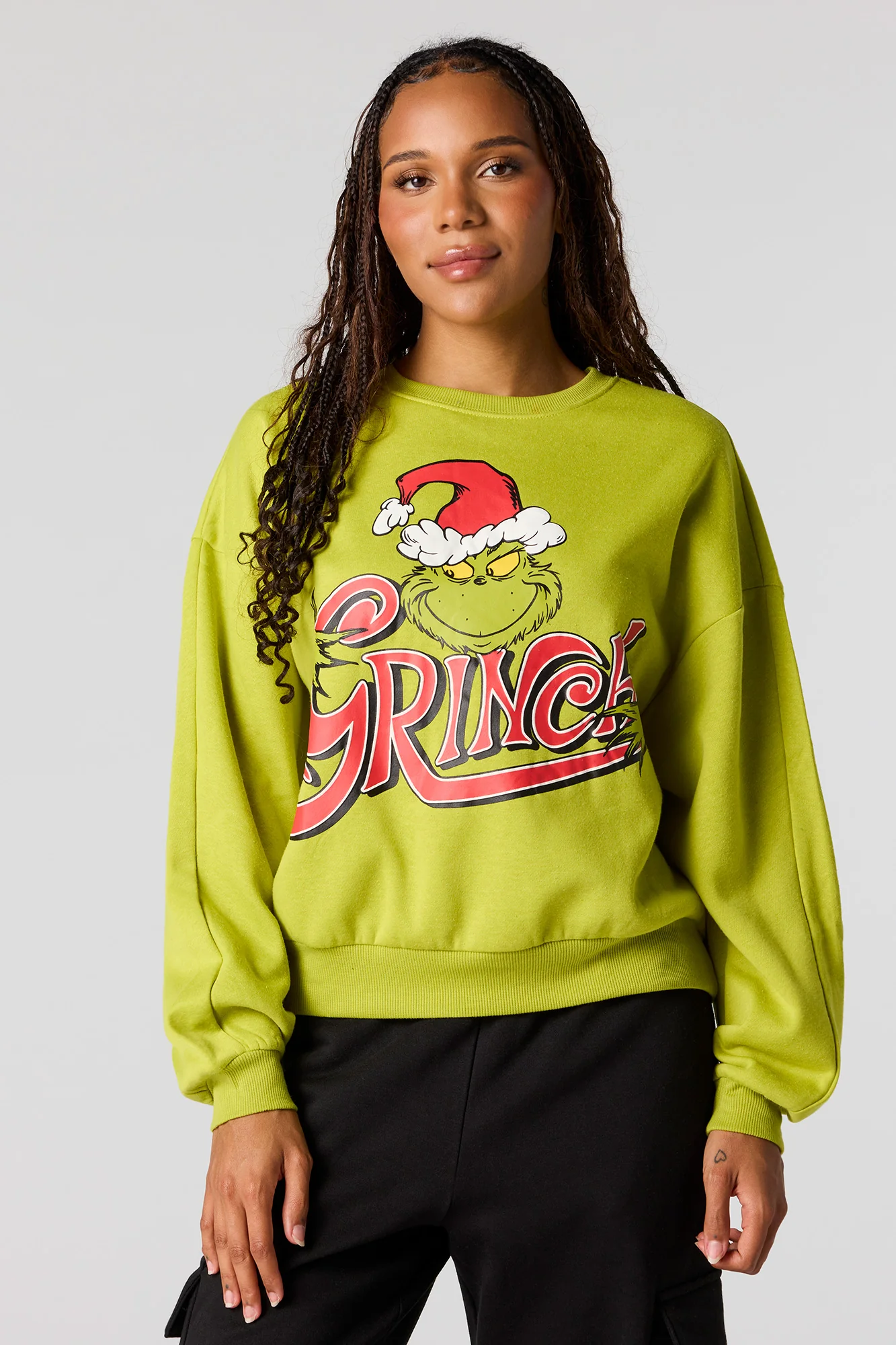 Grinch Christmas Graphic Fleece Sweatshirt - Image 7