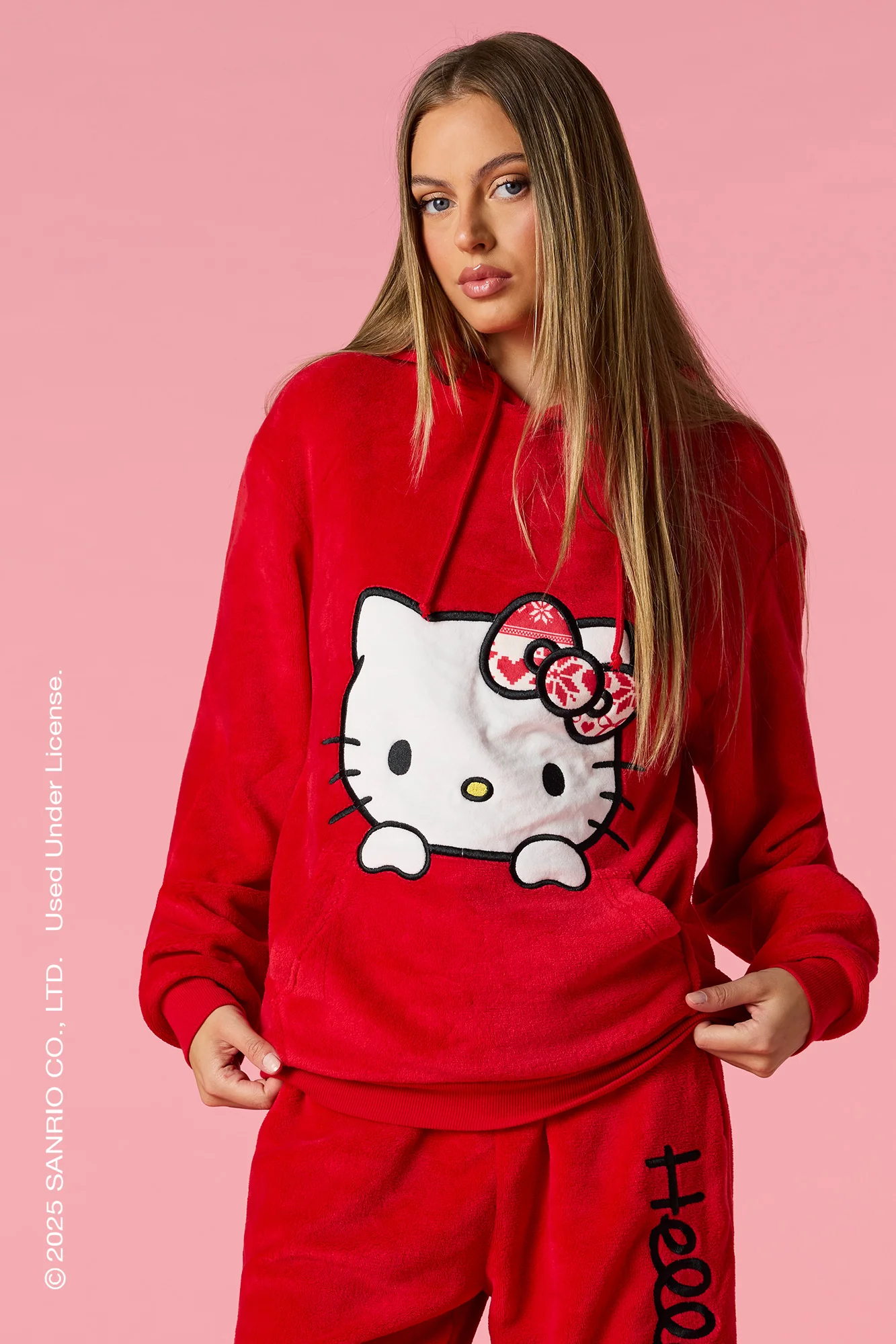 Hello Kitty® Holiday Embroidered Plush Hoodie - Image 4