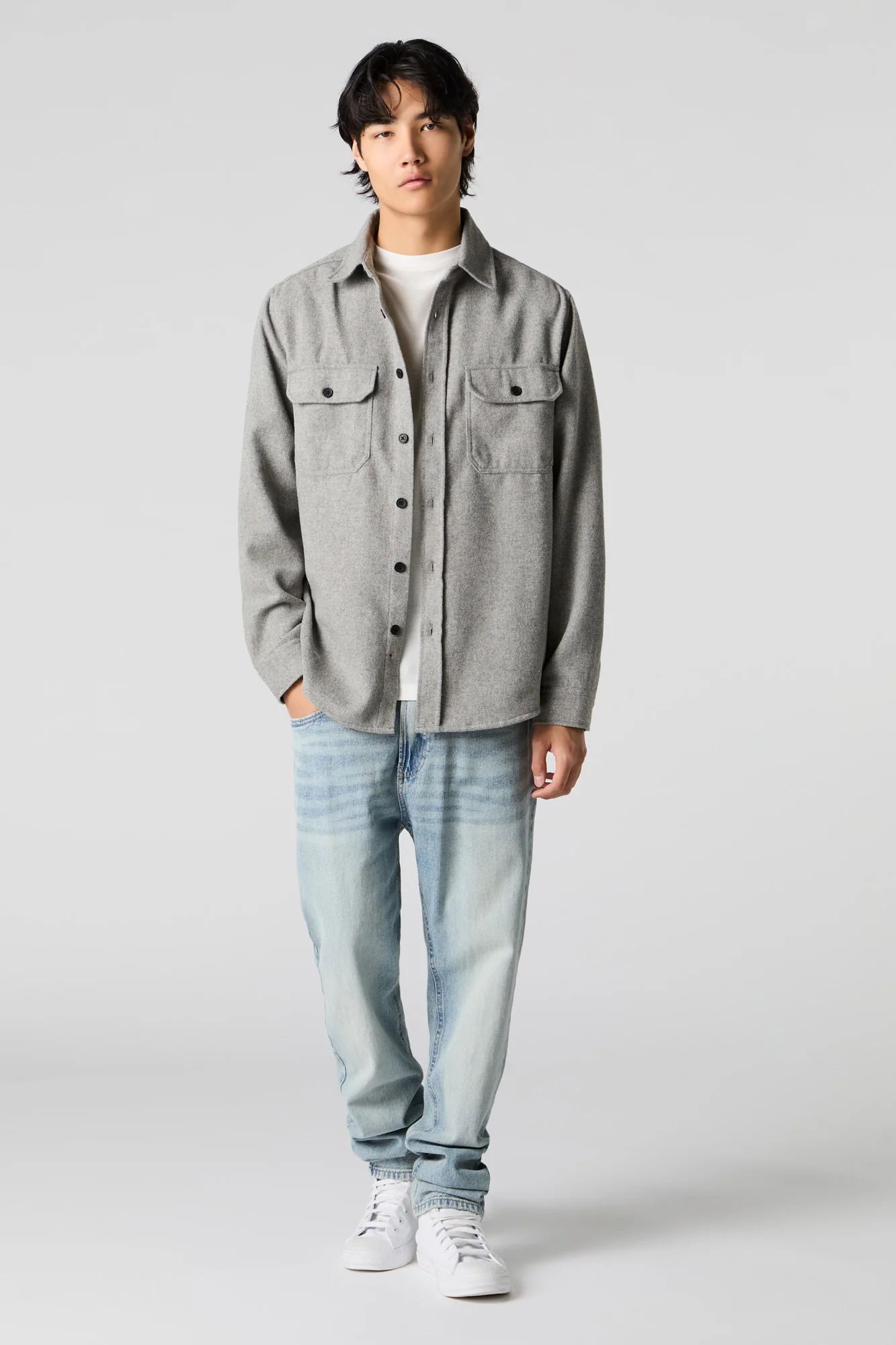 Flannel Long Sleeve Button-Up Top - Image 3