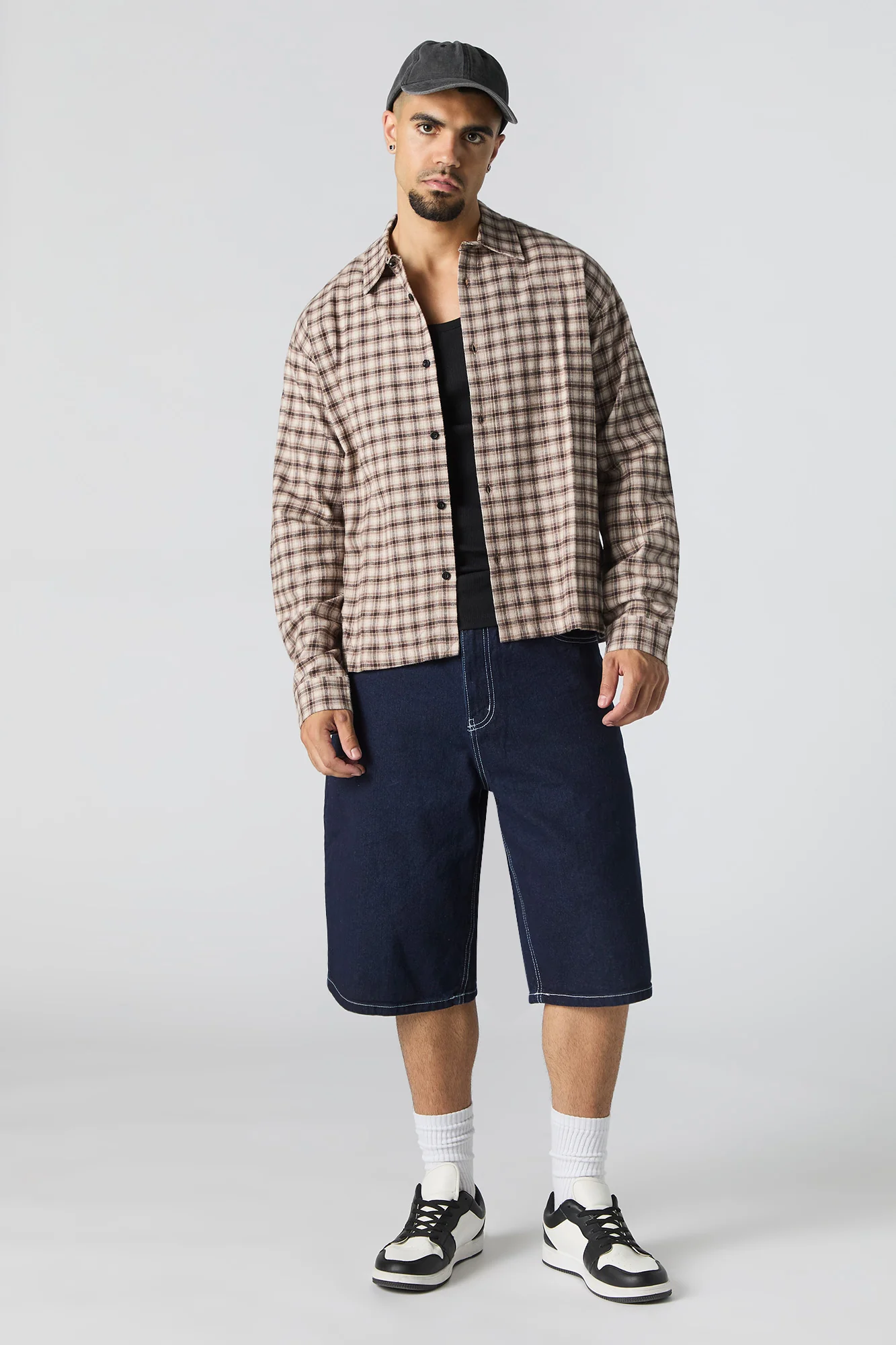 Plaid Flannel Boxy Button-Up Top - Image 10