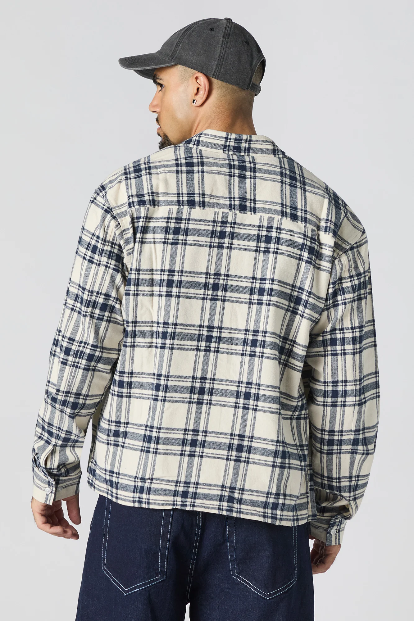 Plaid Flannel Boxy Button-Up Top - Image 12