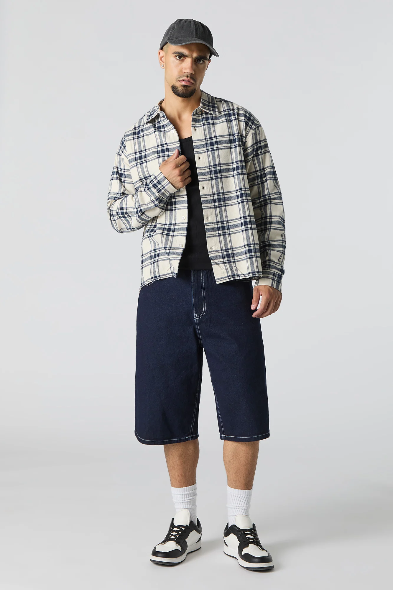 Plaid Flannel Boxy Button-Up Top - Image 13