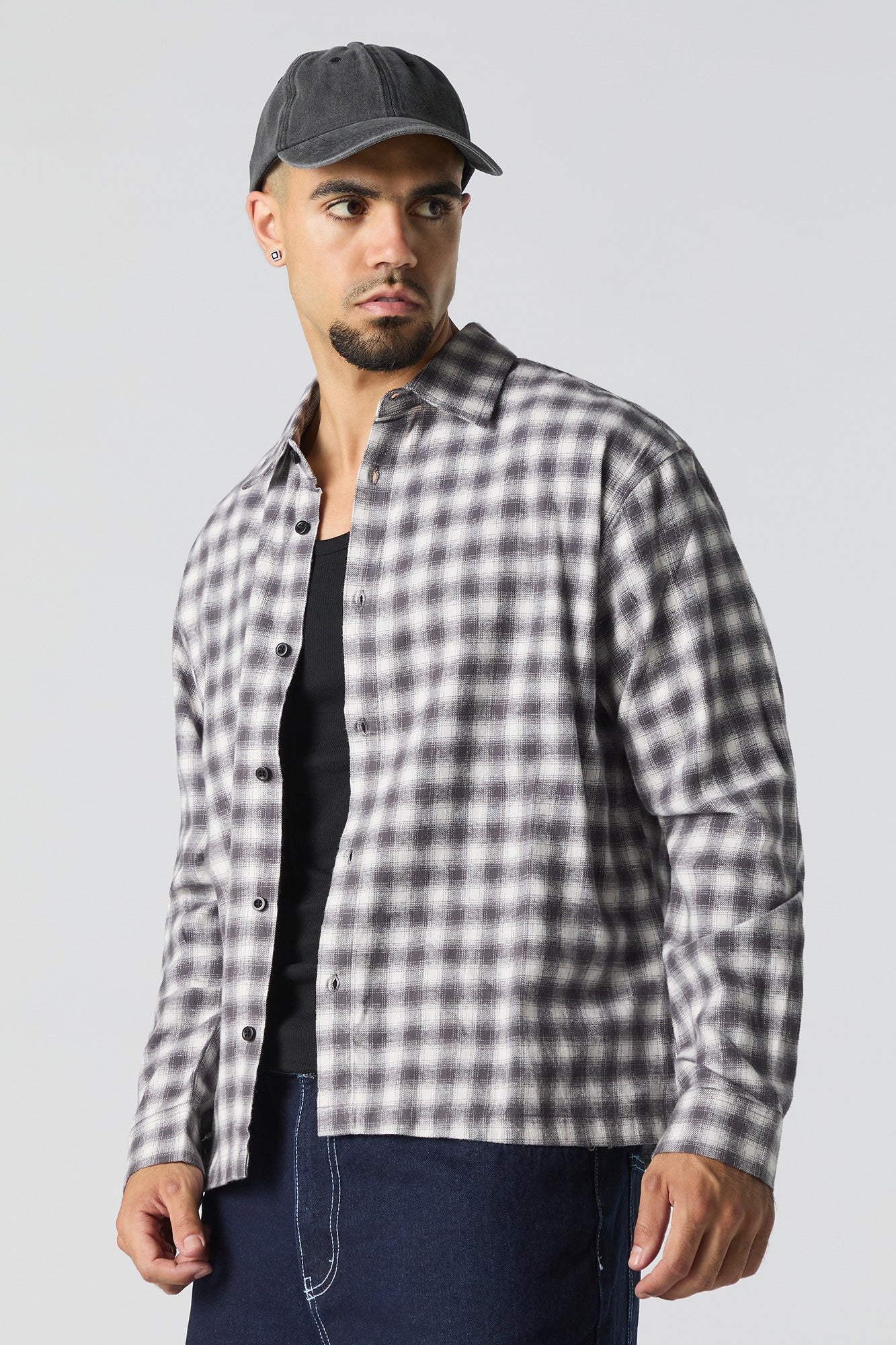 Plaid Flannel Boxy Button-Up Top - Image 2