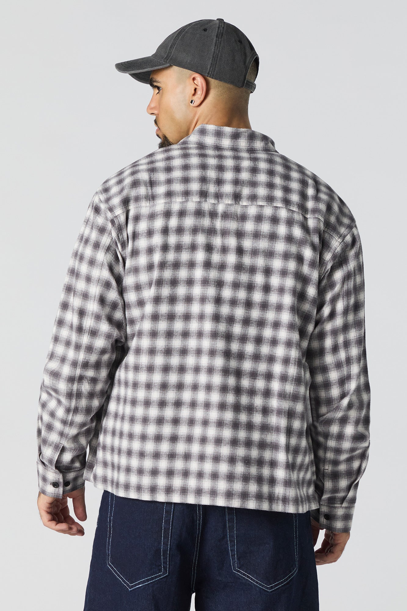 Plaid Flannel Boxy Button-Up Top - Image 3