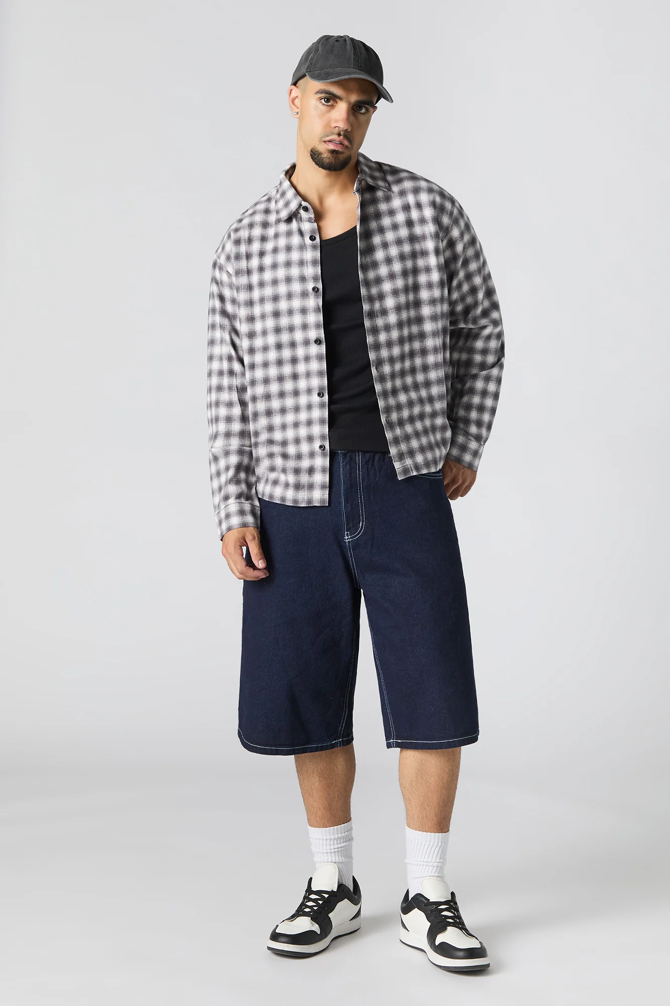 Plaid Flannel Boxy Button-Up Top - Image 4
