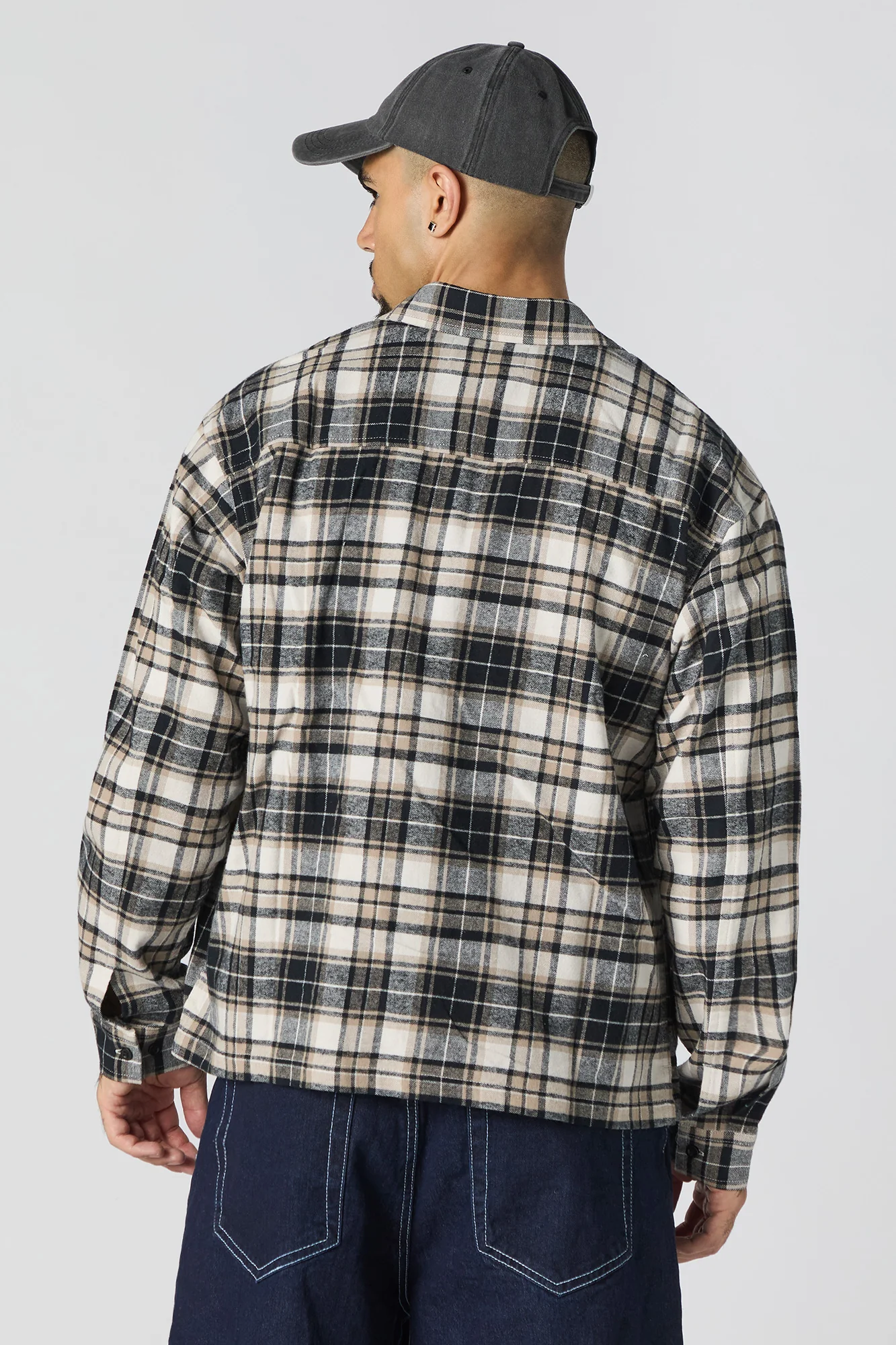 Plaid Flannel Boxy Button-Up Top - Image 6