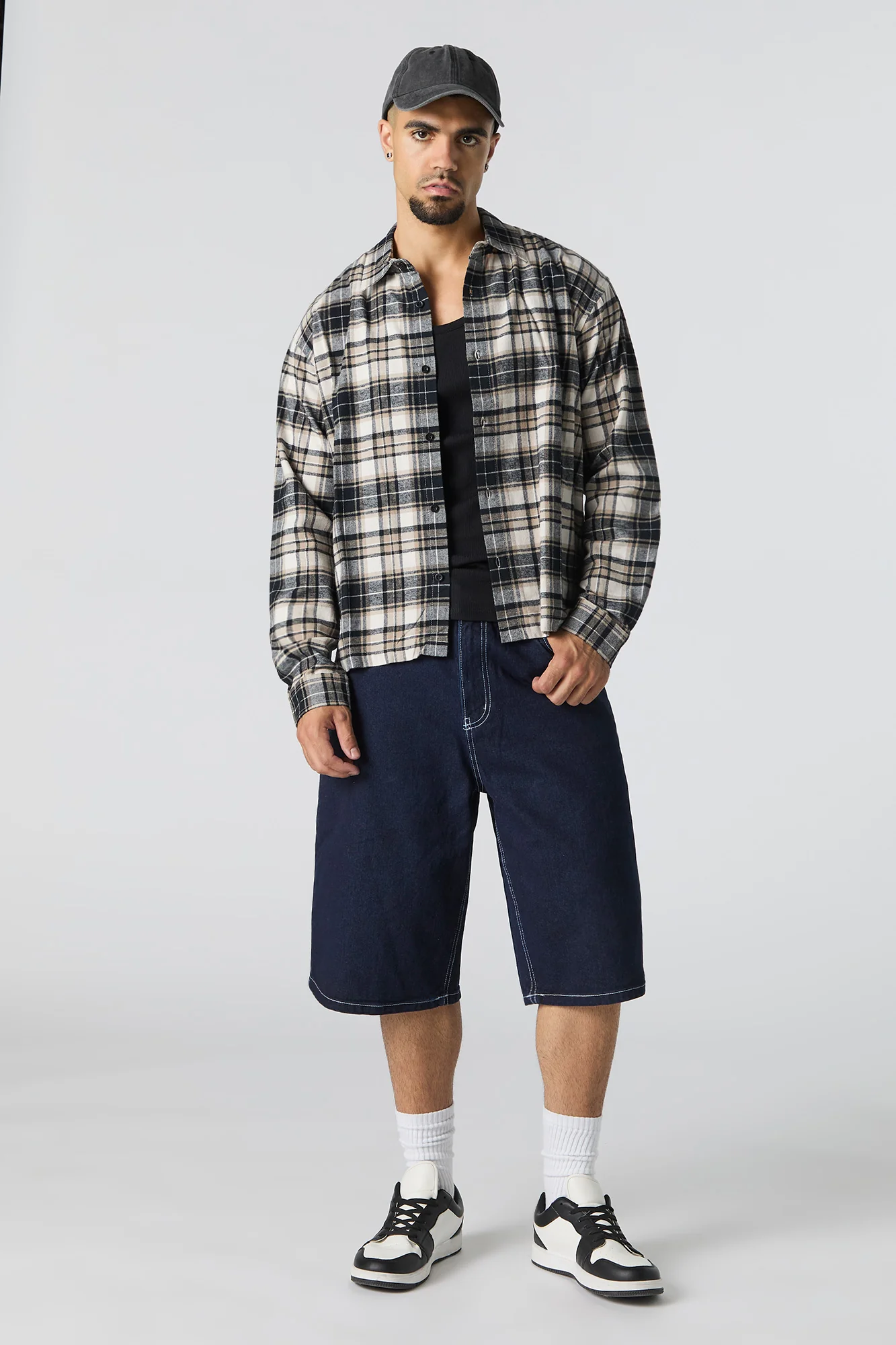 Plaid Flannel Boxy Button-Up Top - Image 7