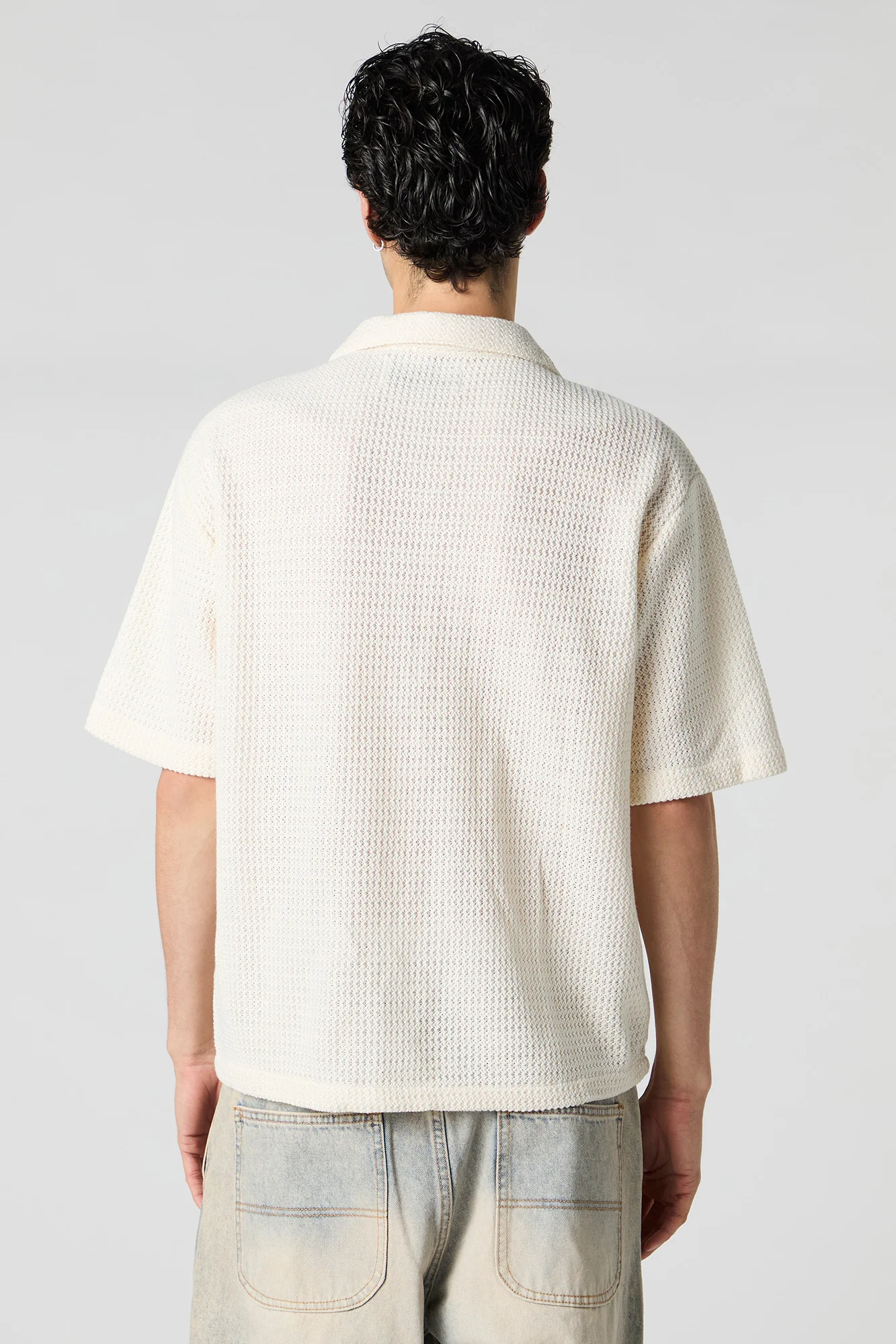 Haut carré boutonné texturé - Image 2