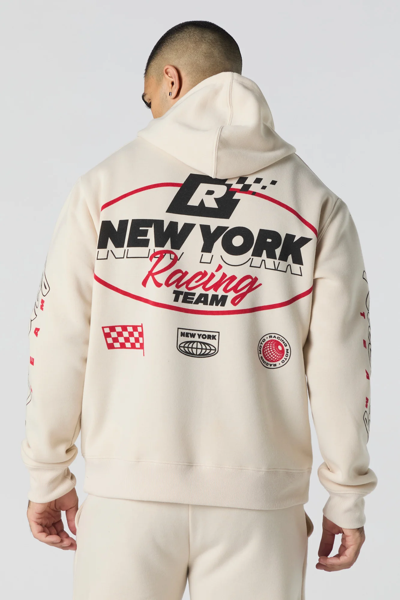Racing Team Embroidered Graphic Fleece Hoodie - Image 2