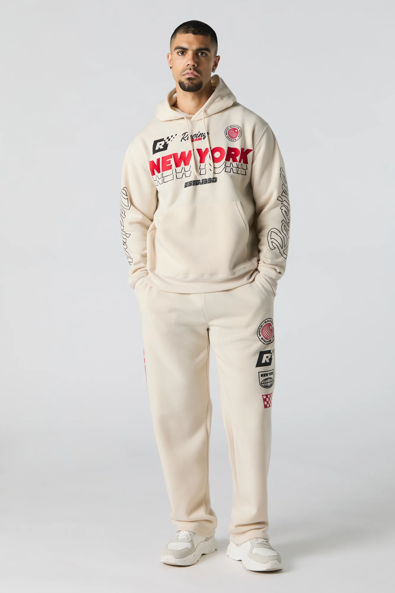 Racing Team Embroidered Graphic Fleece Hoodie - Image 3