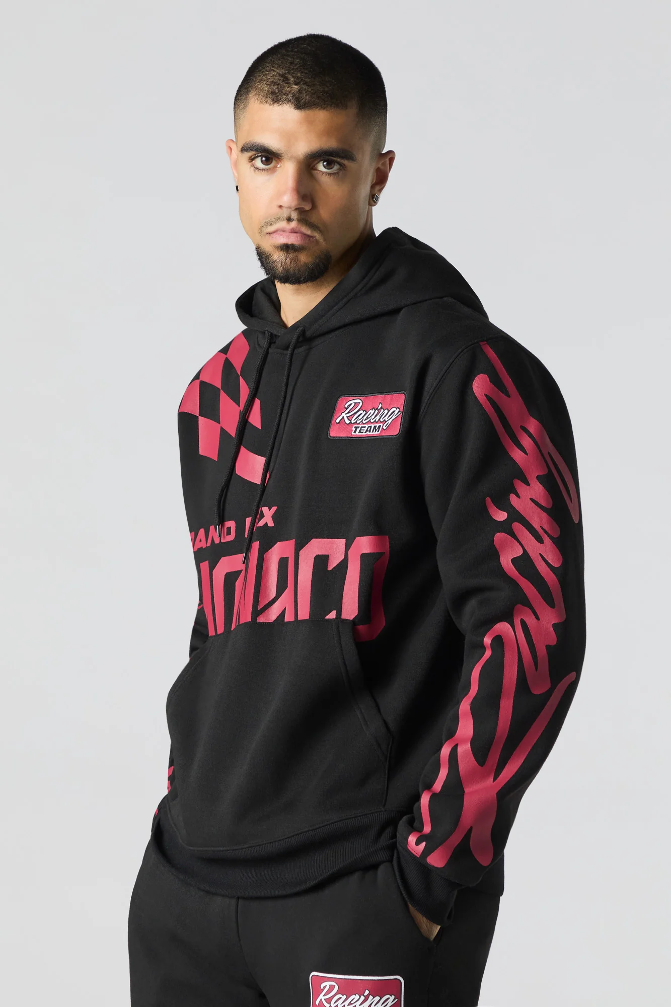 Racing Team Embroidered Graphic Fleece Hoodie - Image 4
