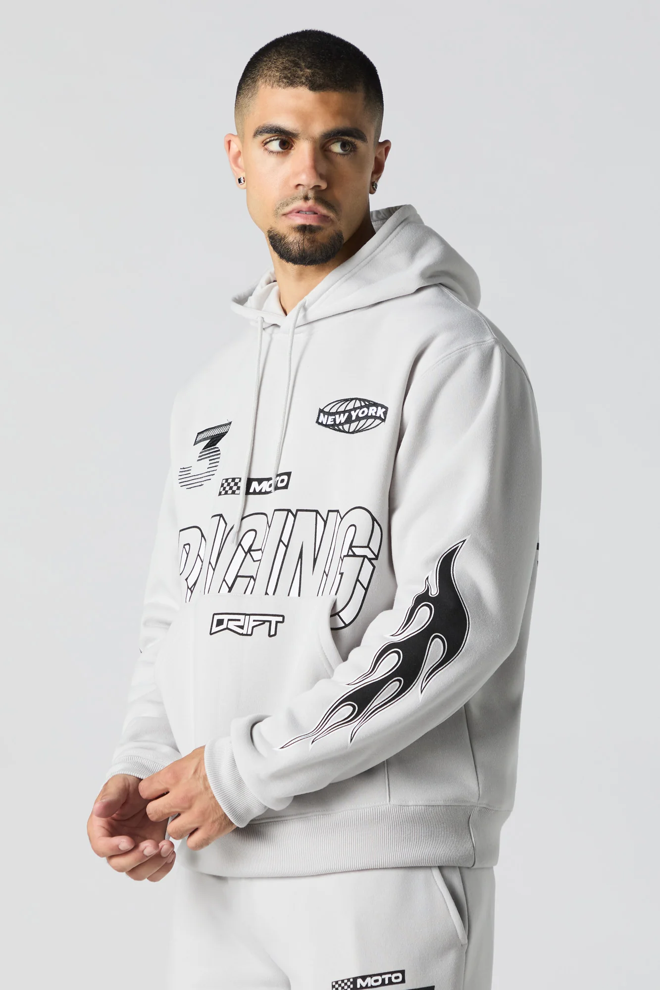 Racing Team Embroidered Graphic Fleece Hoodie - Image 7