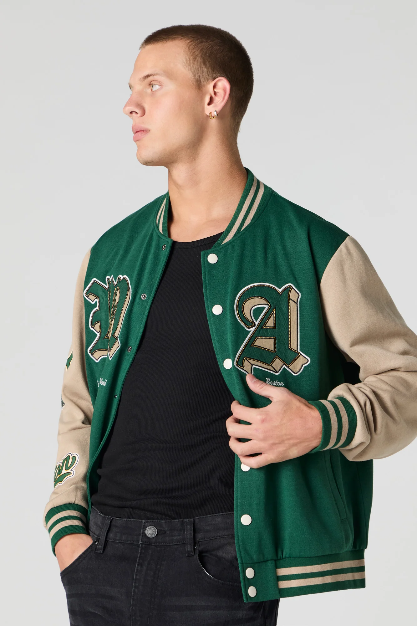 Blouson de style universitaire en molleton avec motif brodé - Image 12