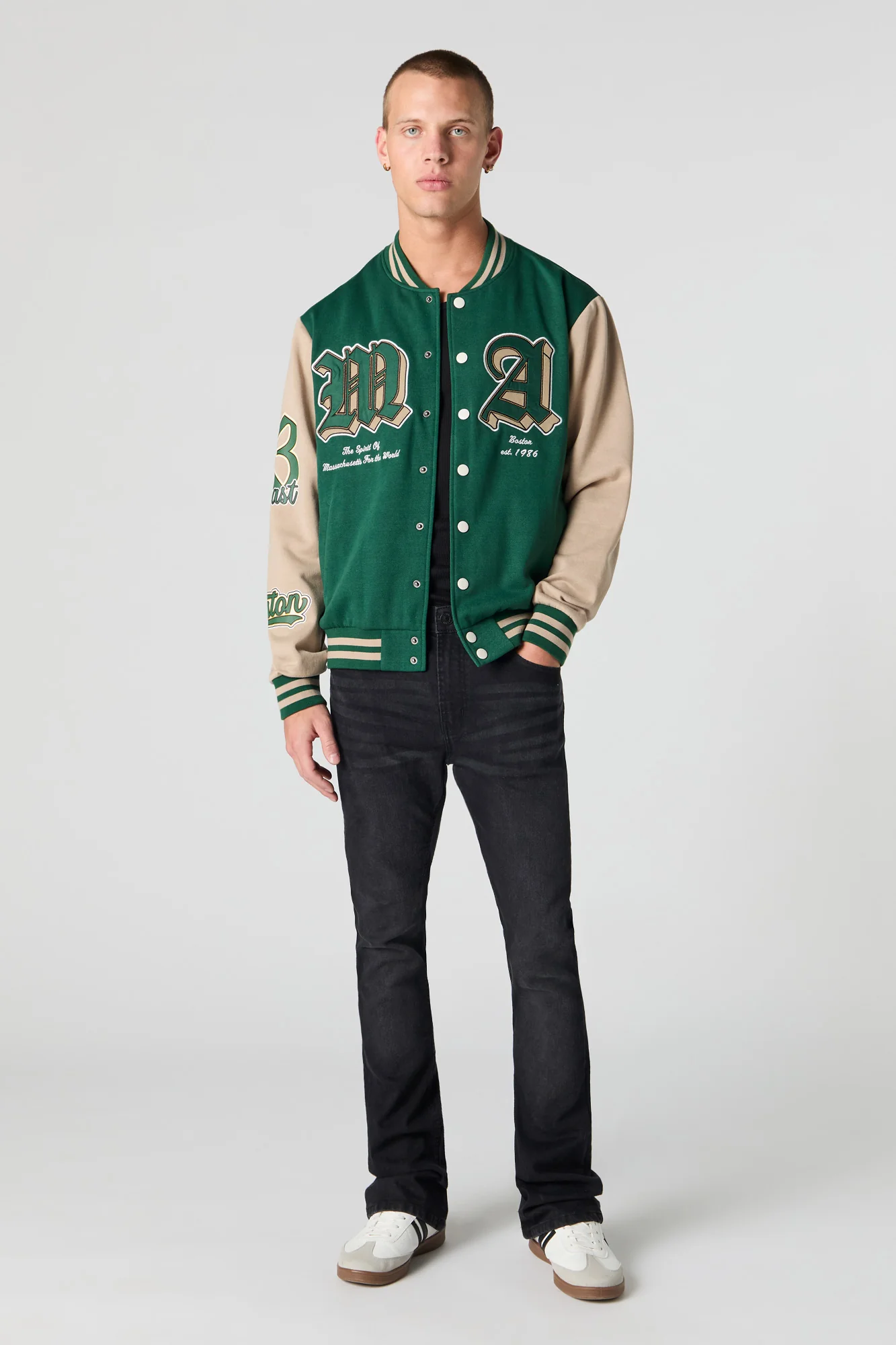 Blouson de style universitaire en molleton avec motif brodé - Image 14