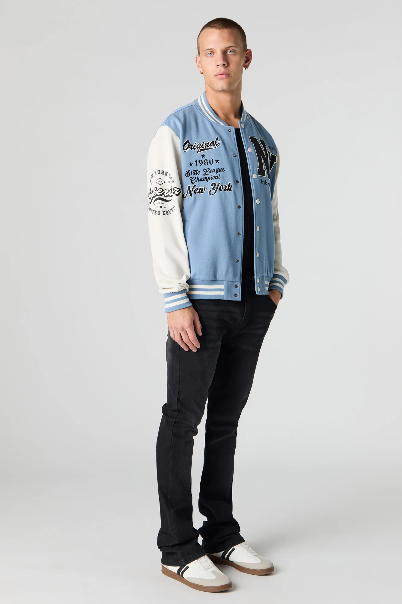 Blouson de style universitaire en molleton avec motif brodé - Image 17