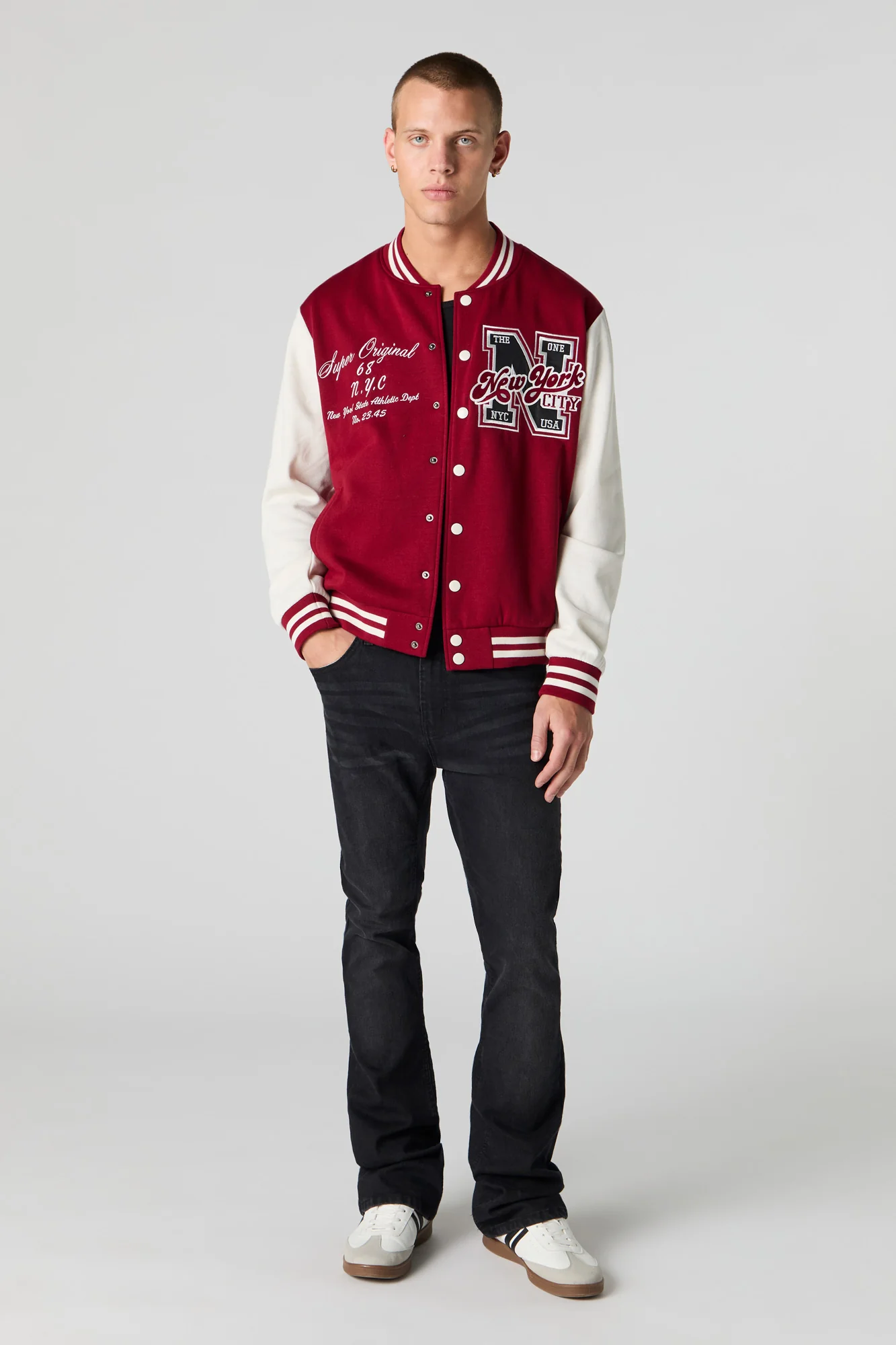 Blouson de style universitaire en molleton avec motif brodé - Image 3