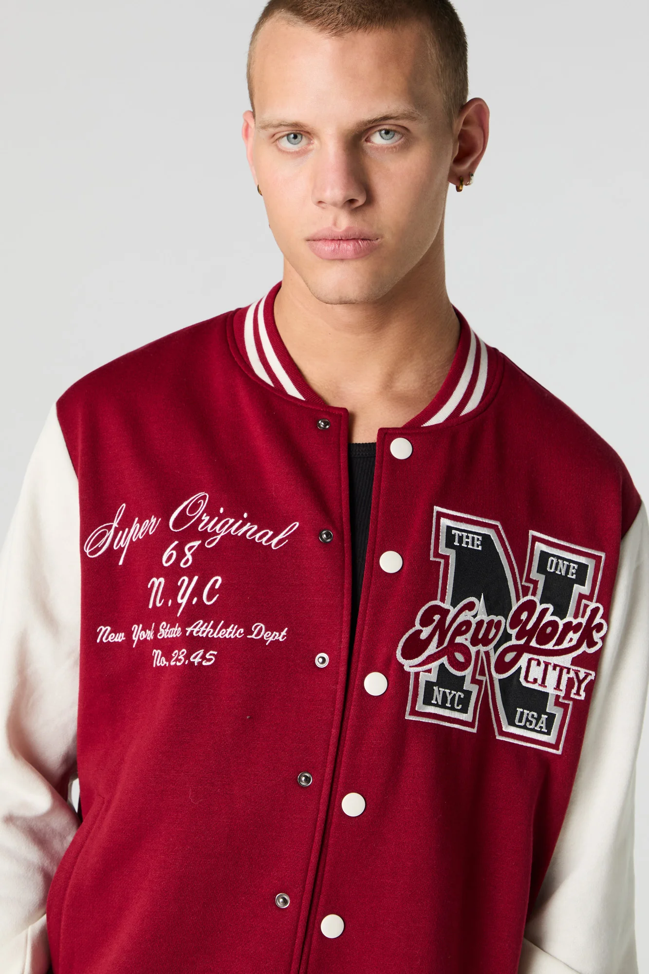 Blouson de style universitaire en molleton avec motif brodé - Image 4