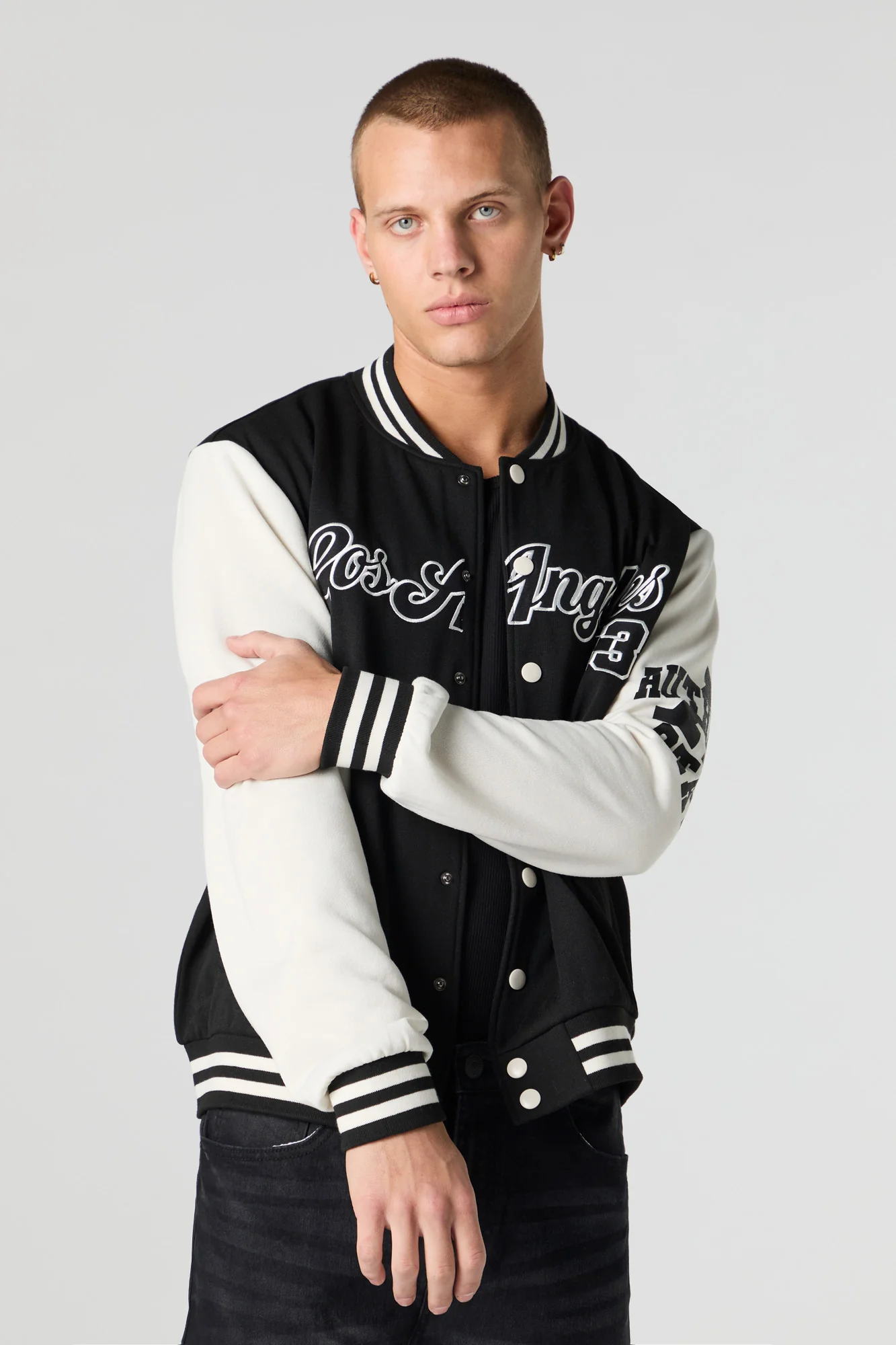 Blouson de style universitaire en molleton avec motif brodé - Image 5