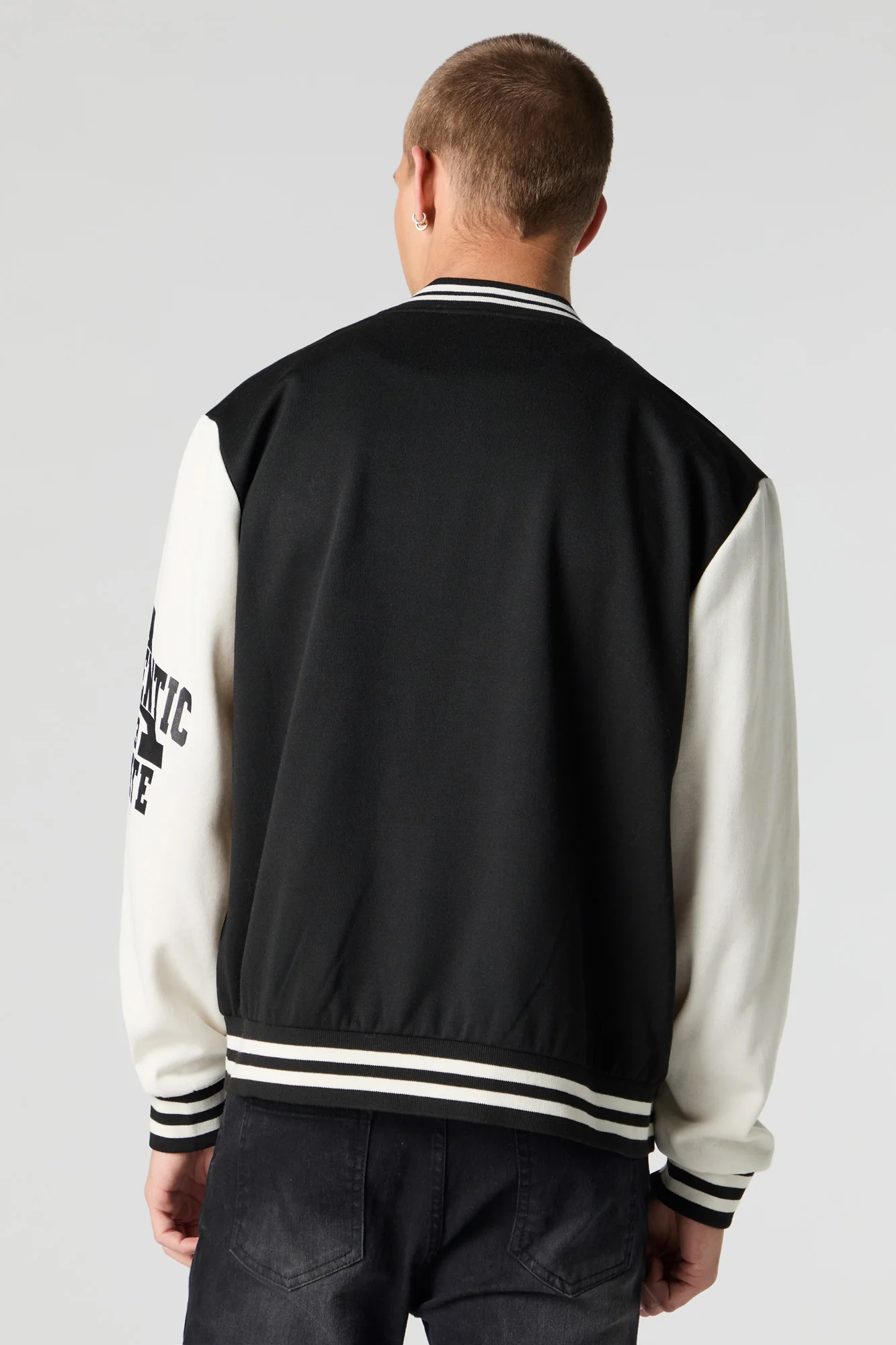 Embroidered Graphic Fleece Varsity Jacket - Image 6