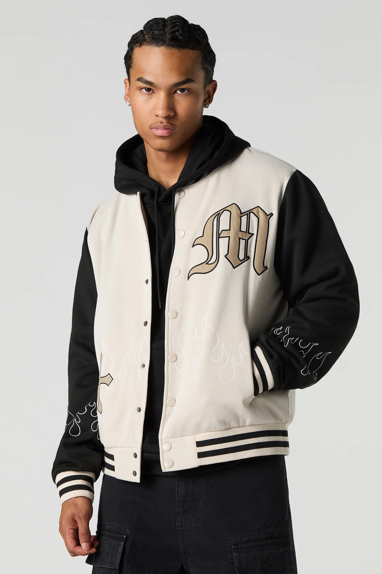 Blouson de style universitaire en molleton avec motif brodé - Image 8