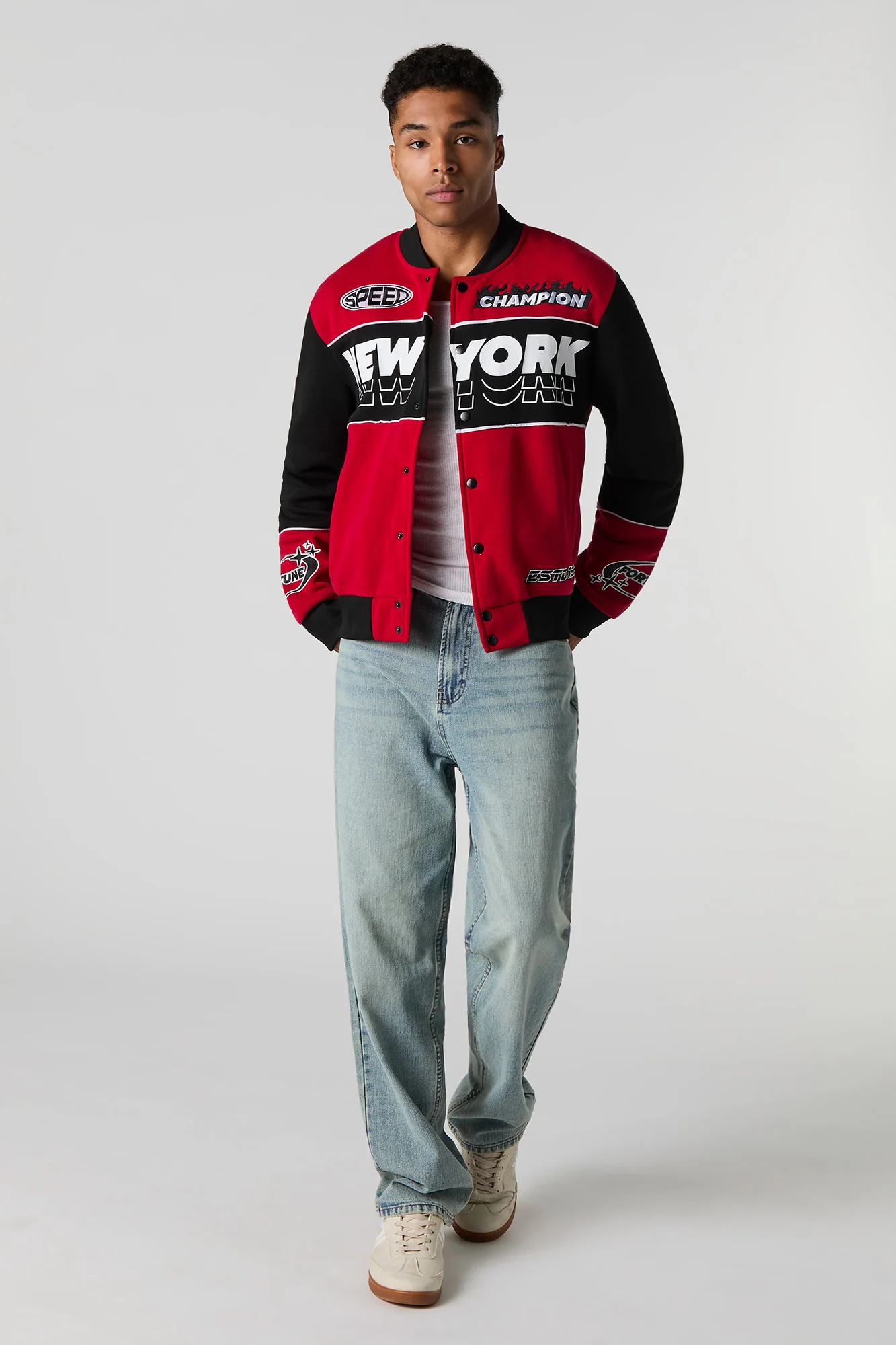 Blouson de course en molleton avec motif brodé New York - Image 3